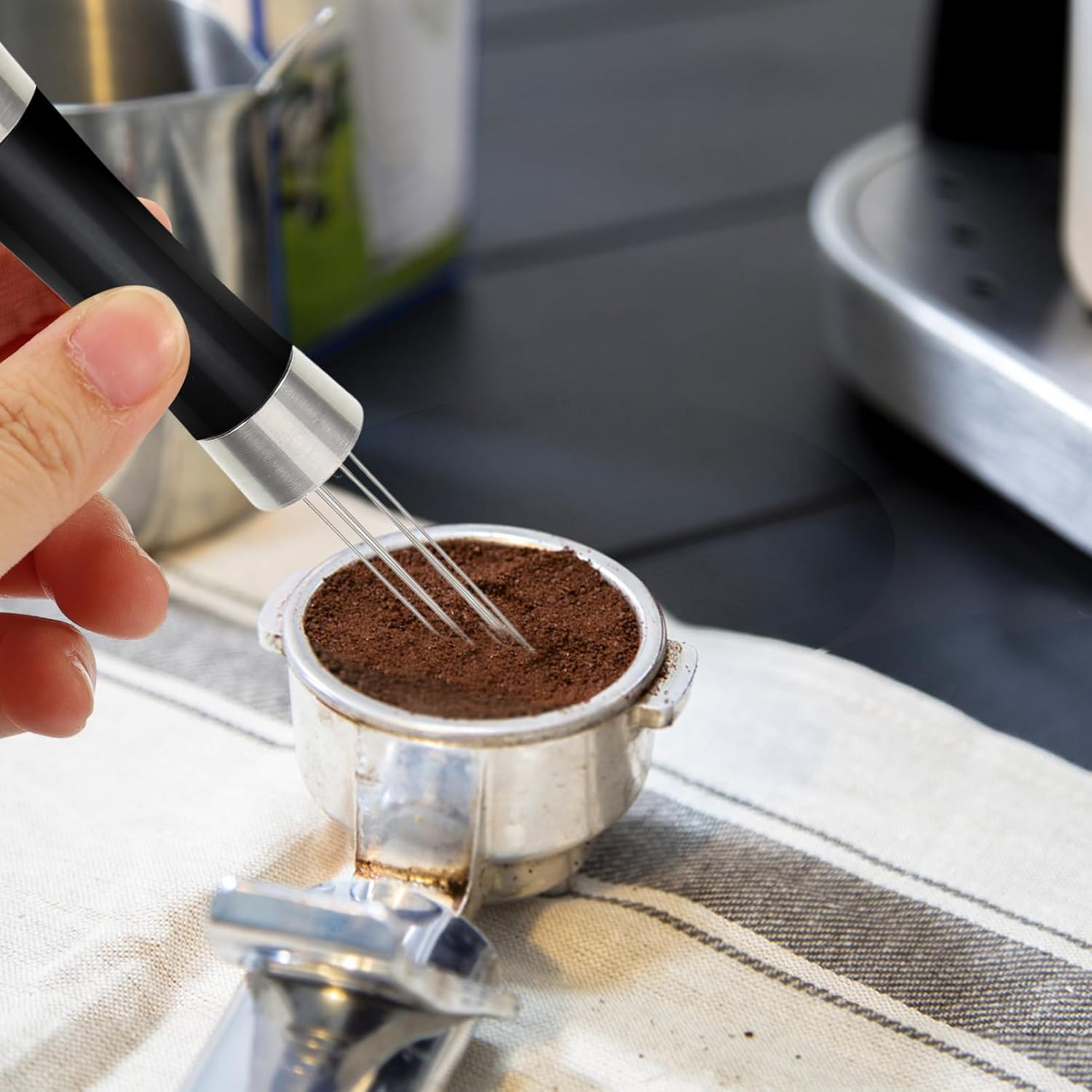 HOMSFOU Espresso Stirrer Coffee Powder Distribute Needle Espresso Accessory Stirrer Stand Stainless Steel Versatile Tool image number 2