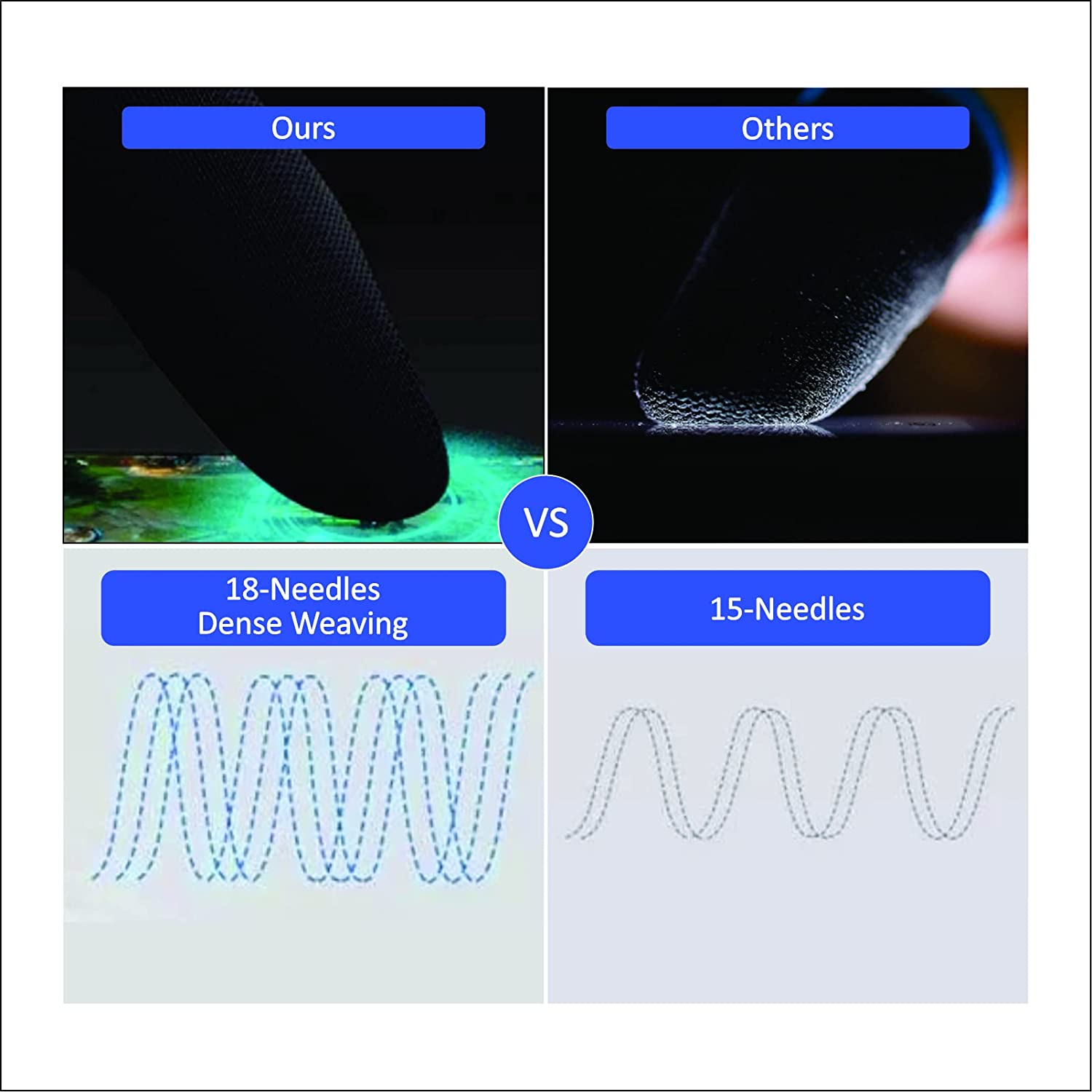 GENDA Mobile Phone PUBG Finger Sleeve, Finger Sleeves for Gaming, Anti-Sweat Thumb Sleeves, Breathable Professional Gaming Finger Gloves, Finger Sleeves Pack of 10 (Blue) image number 6