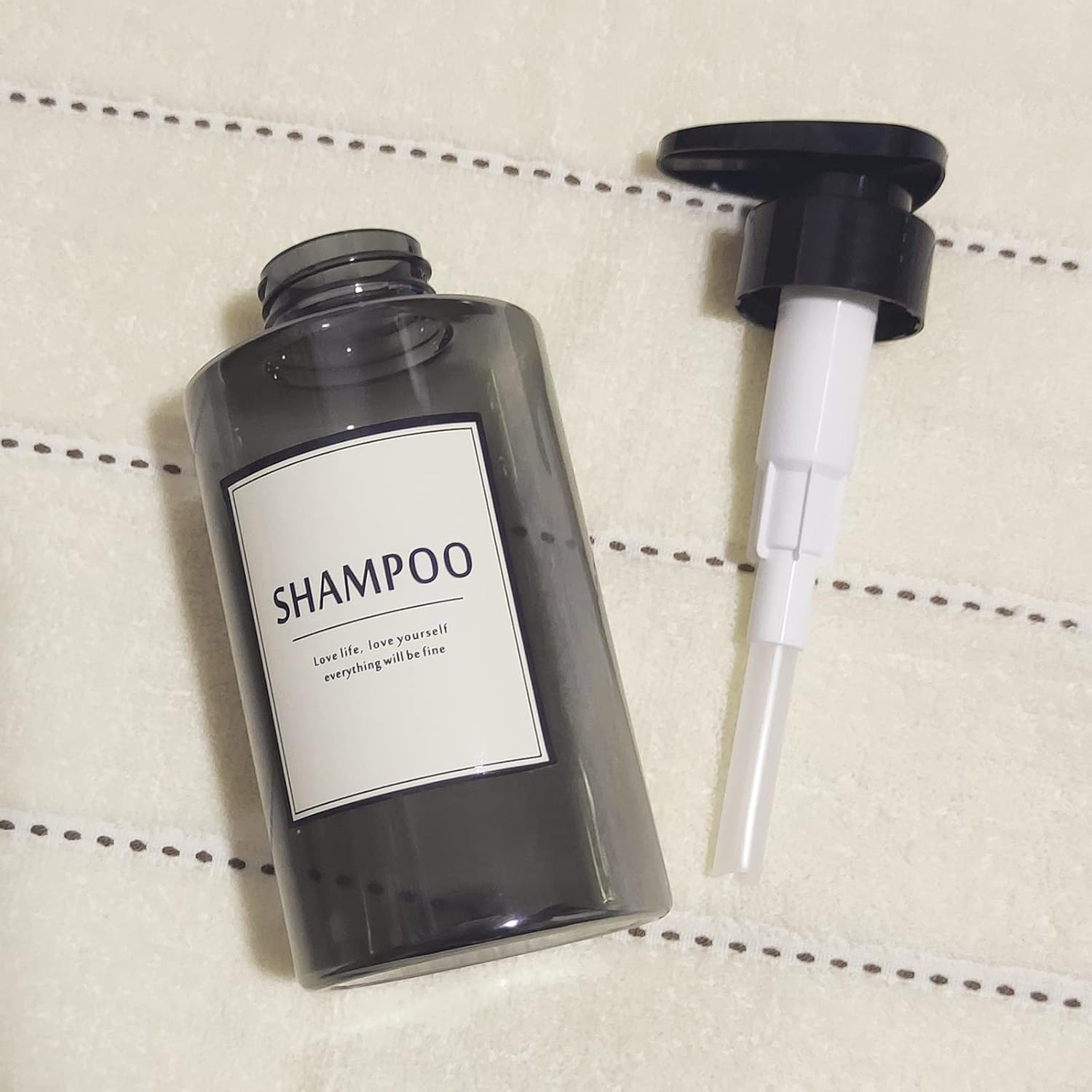 Pimyrcyi 300Ml Travel Shampoo Bottles Refillable,Empty Pump Plastic Dispensers 10 Oz Shower Containers for Shampoo Conditioner Body Wash (Transparent Black,1 Set) - 1,Black,Blue,Green,Transparent image number 6