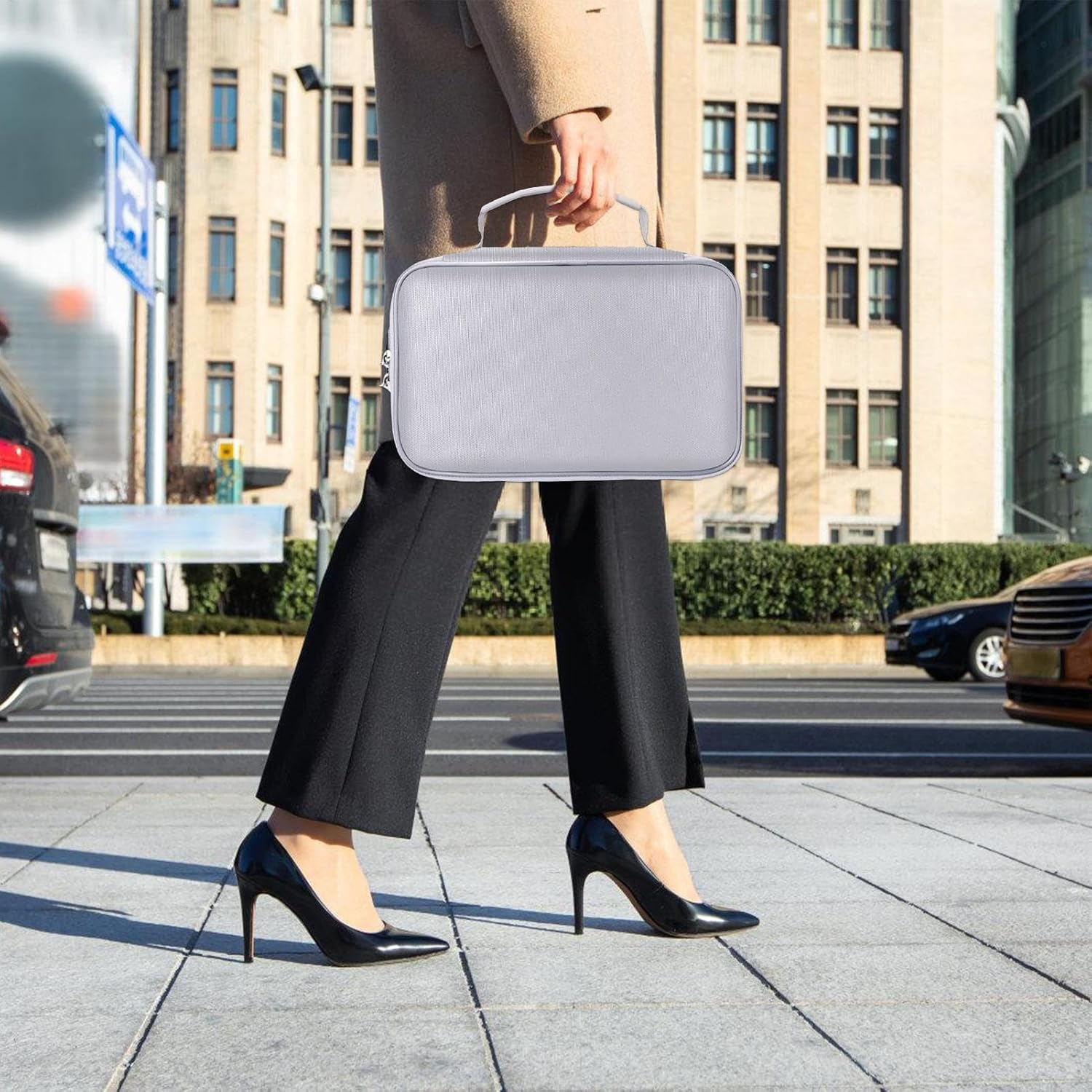 Fireproof Document Bag, Insulated Document Storage, Fireproof Passport Holder, Fireproof Document Box, Large Waterproof Fireproof File Box with Lock, Intelligent Organisation, Secured De image number 5