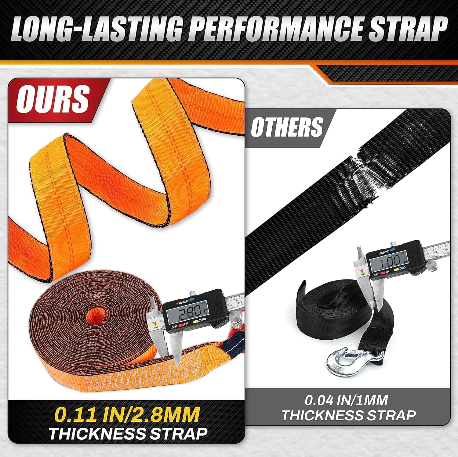 [Premium] Boat Trailer Winch Strap with Supper Steel Hook, 15000 LBS Break Strength, Two Layers Winch Strap, Winch Pulley Strap for Boat Trailer Replacement, Towing Vehicles & Boat Accessories 2"X20' image number 2