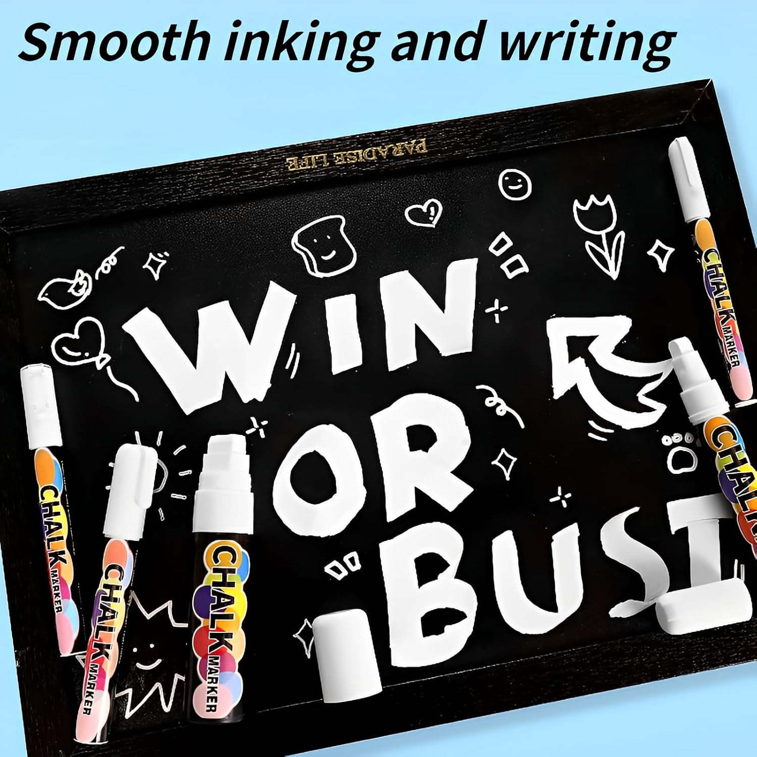 Liquid Chalk Markers - Water-Based Ink, Easy to Wipe, Dust-Free, for Glass, Ceramic, Mirrors & Smooth Surfaces - Non-Toxic, Vibrant Colors, Perfect for Boards, Windows & DIY Crafts (White)