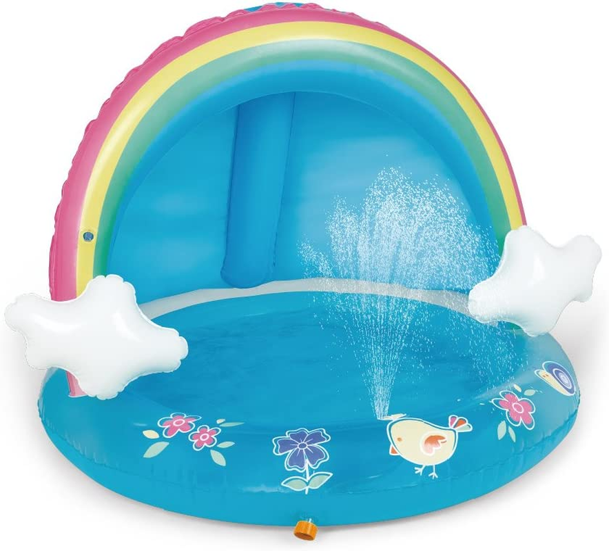 HIWENA Baby Pool Rainbow Splash Pool with Canopy Spray Pool of 40 Inches Water Sprinkler for Kids for Ages 1-3 image number 6