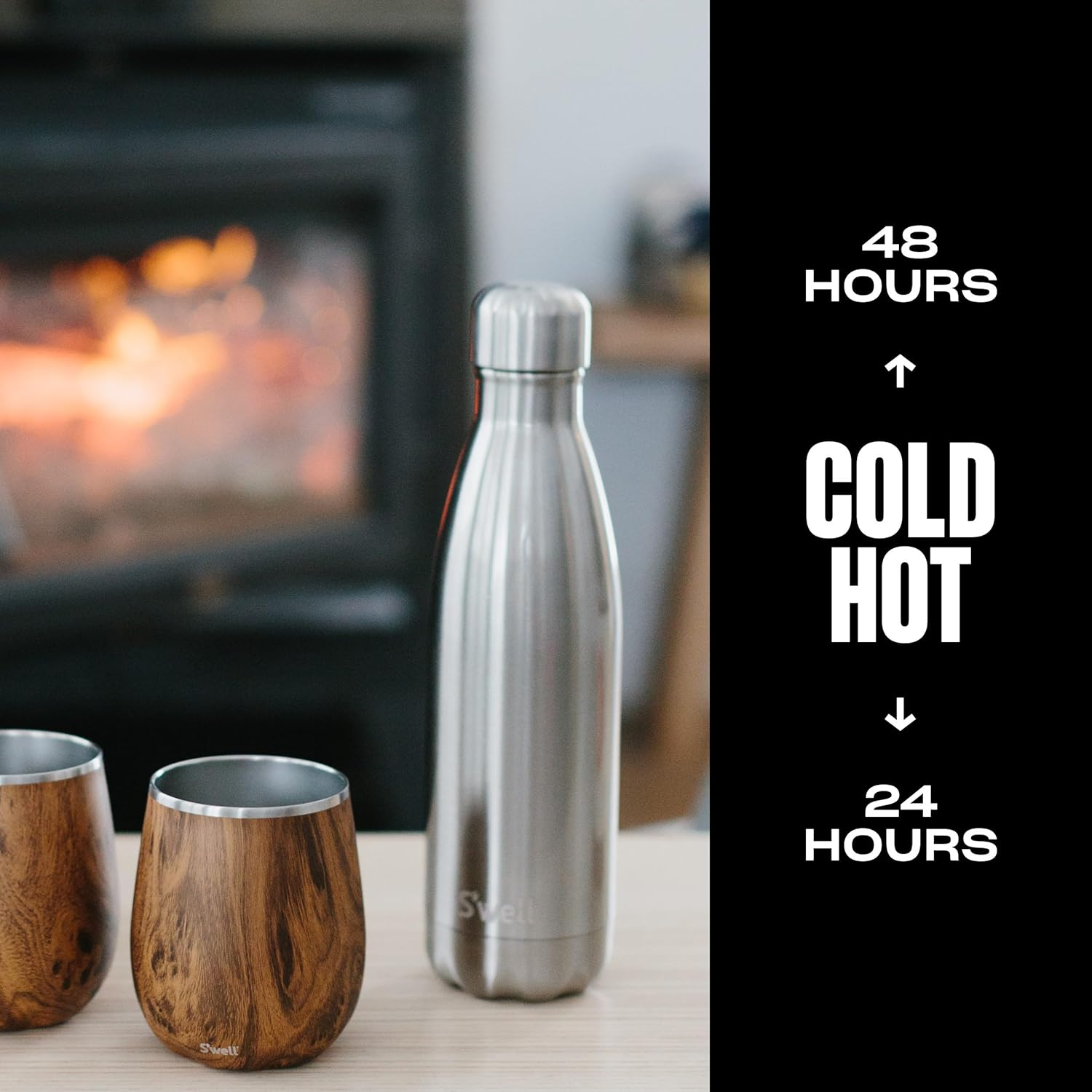 S'Well Stainless Steel Water Bottle, 25Oz, Silver Lining, Triple Layered Vacuum Insulated Containers Keeps Drinks Cold for 48 Hours and Hot for 24, BPA Free, Perfect for on the Go image number 3