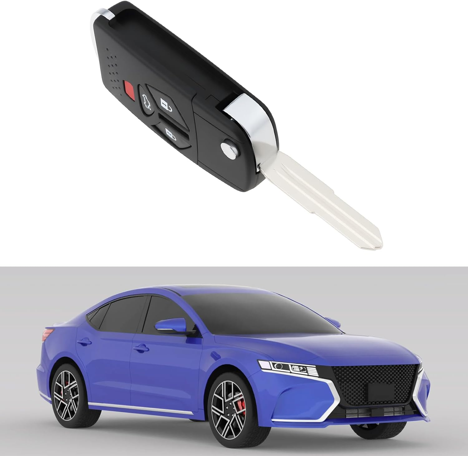 SING F LTD 3+1 Buttons Car Emote Key Shell Case Fob Right Slot Compatible with Mitsubishi Eclipse Lancer Galant image number 6