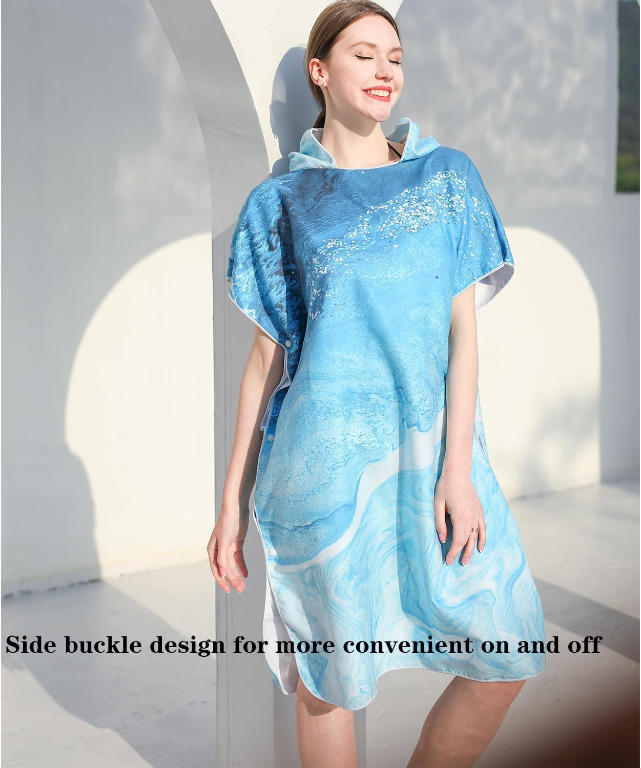 Changing Robe Towel, Surfing Cape Diving Suit Change Robe, Poncho Hooded Robe, Quick Dry Lightweight Microfiber Robe for Surfing Swimming and Beach, Adult Hooded Beach Towel, Oversized Towel