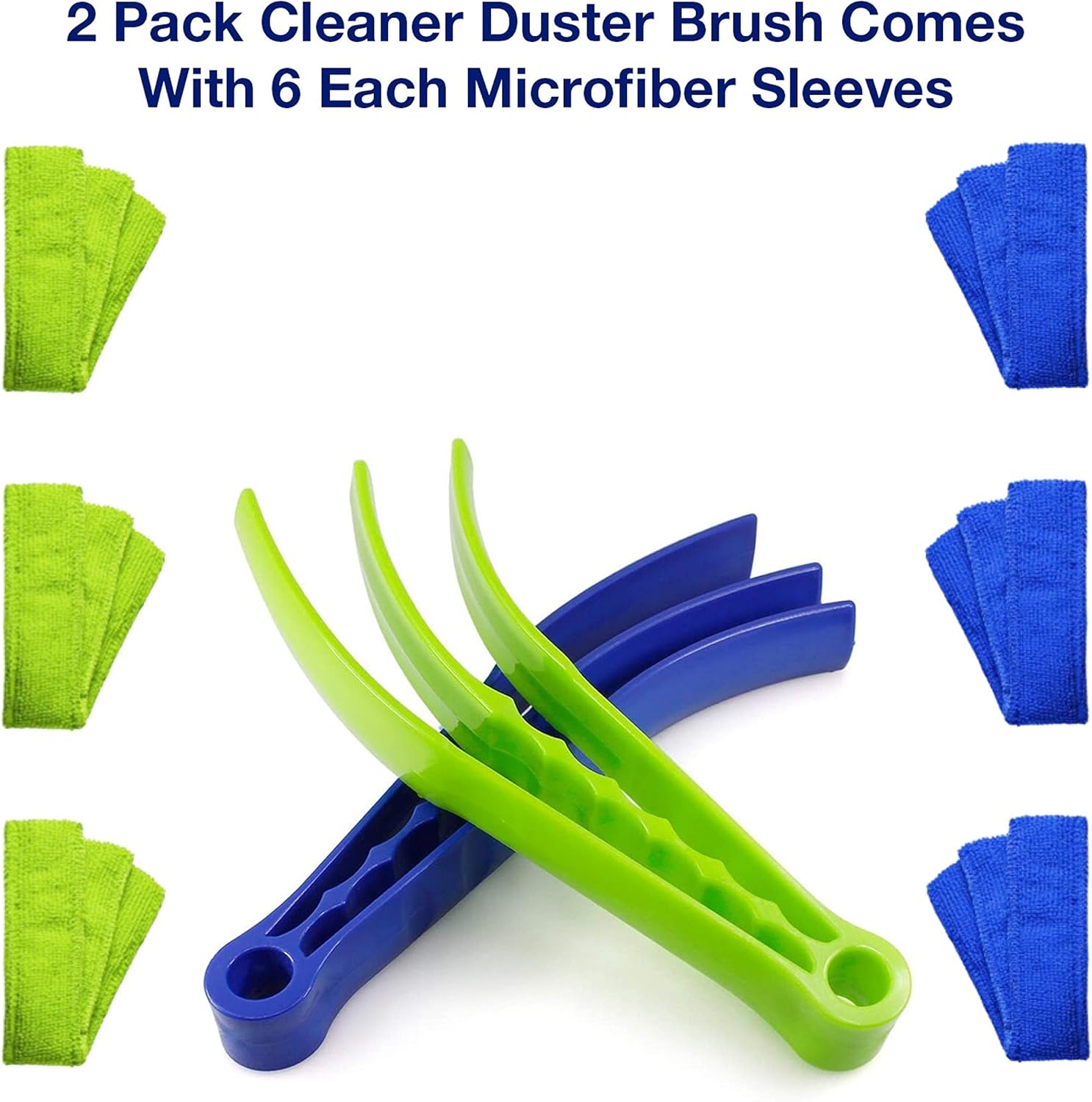 Procest 2 Pack Window Blind Cleaner Duster Tool with 6 Each Microfiber Sleeves, Blind Cleaner Tools for Window Blinds, Jalousie Shutter, Air Conditioner image number 5