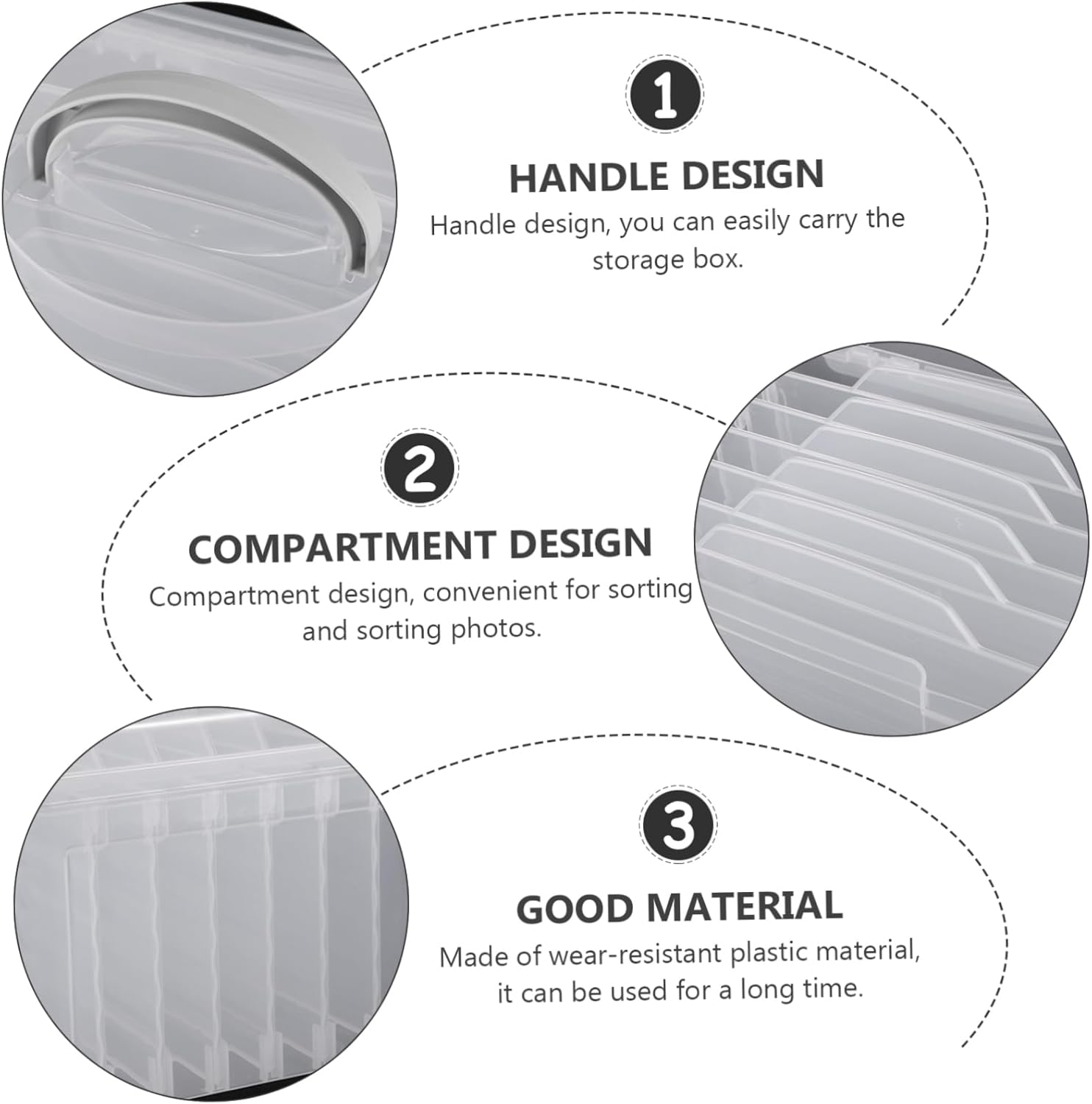 Tofficu Photo Box Greeting Card Sorting Box Compartments Portable for Home and Craft Diy Scrapbook Organization image number 2