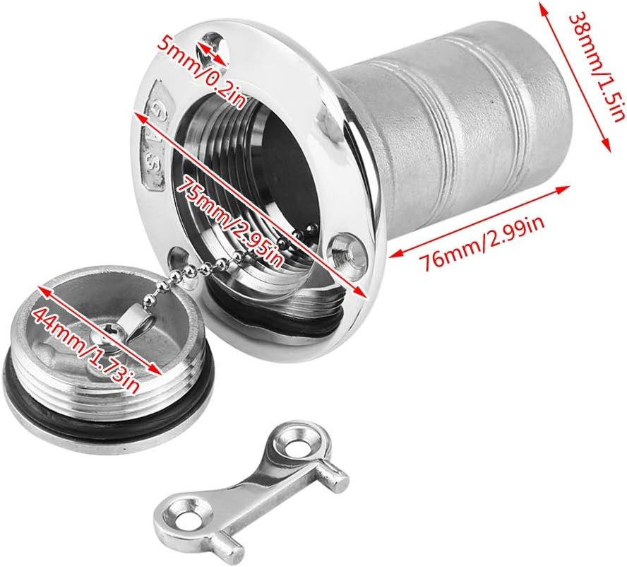 Boat Marine Stainless Steel Fuel Gas Oil Tank Deck Fill Filler Port Key Locking Gas Cap and Fuel Filler image number 4