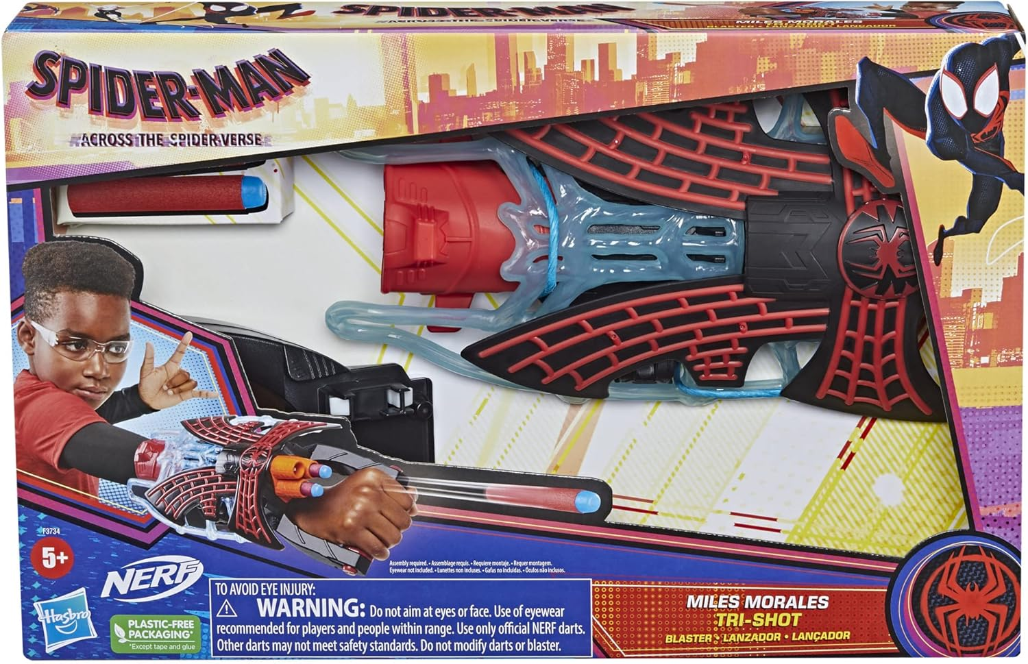 Spider-Man Marvel : across the Spider-Verse Miles Morales Tri-Shot NERF Blaster, with 3 Darts, Toys, Super Hero Toys for 5 Year Old Boys and Girls and Up image number 6