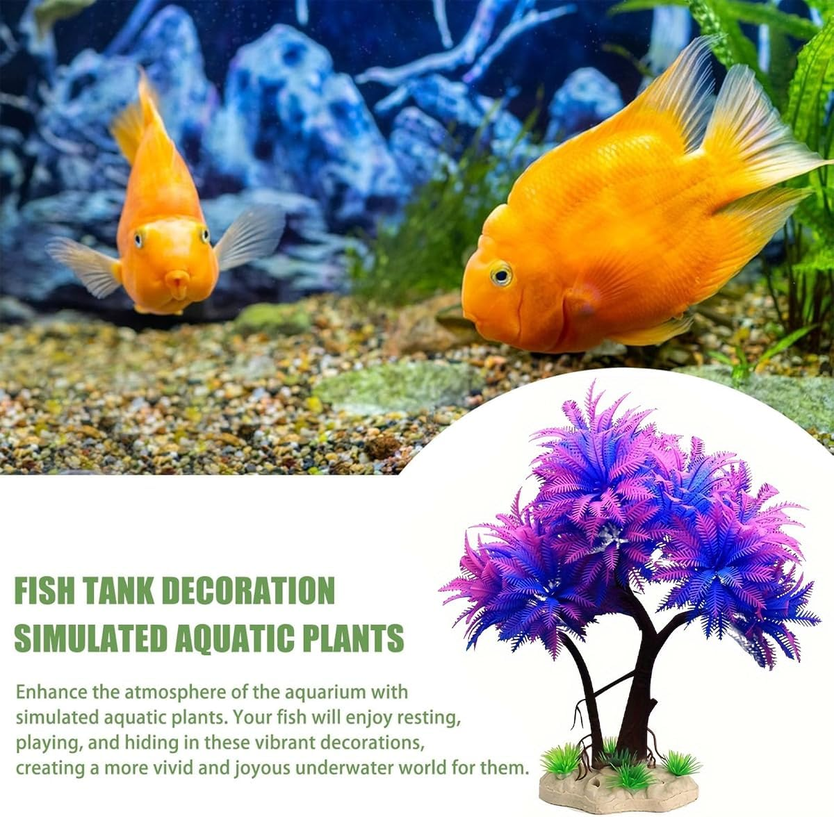 AIMALL Vibrant Aquarium Decor: Fish Tank Simulation Water Plants, Durable Plastic Bonsai Ornaments, Easy Setup, Ideal for Aquascaping, Non-Fading &ndash; 7.48 Inches Tall image number 5