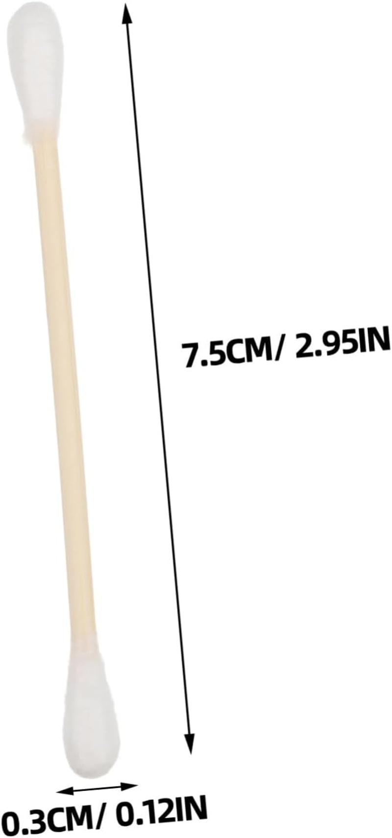 KICHOUSE 100Pcs Sterilized Cotton Swabs Tips Makeup Removal Ear Cleaning Wooden Handles Double Tipped for Travel image number 3