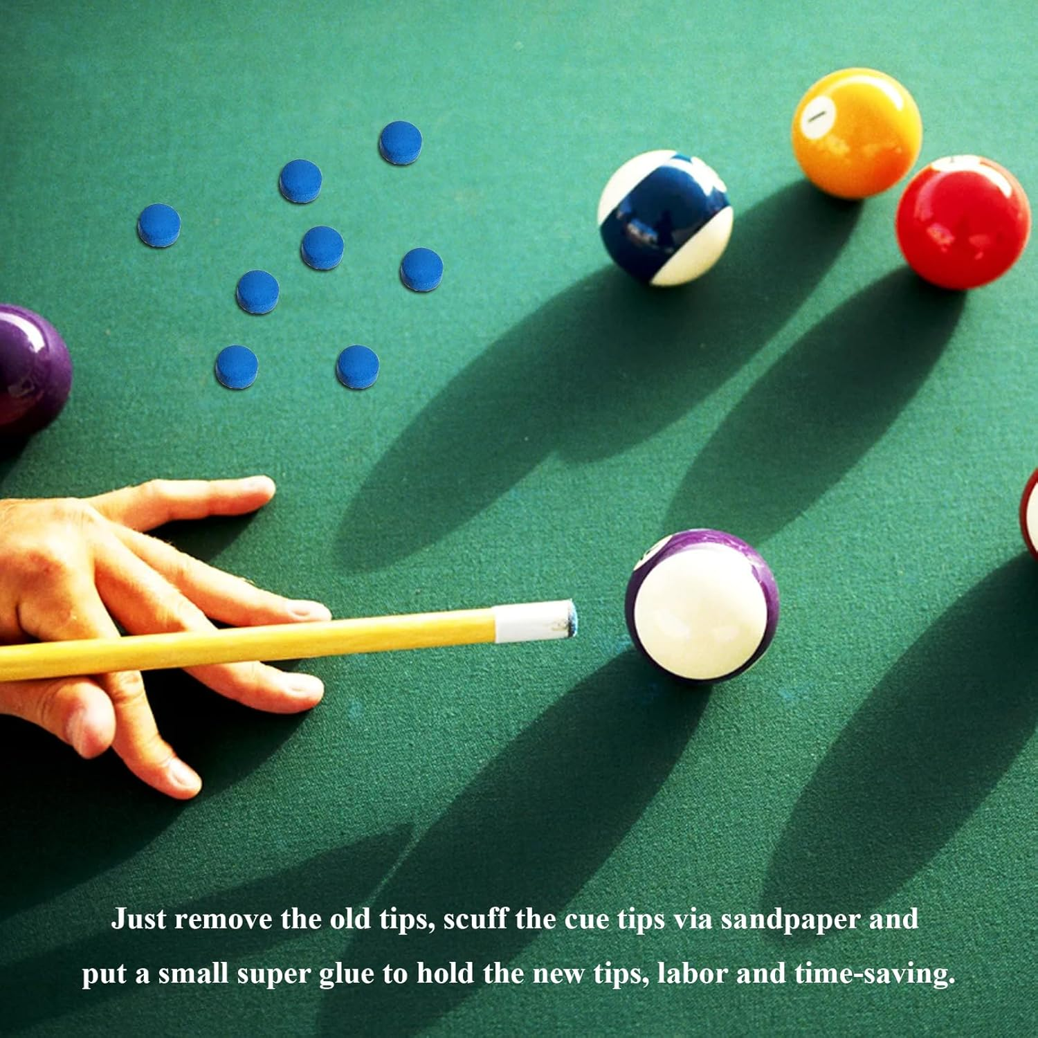 BNXF 25 Pcs 10Mm Pool Tips Snooker Tips,Leather Pool Cue Tips Billiard Tips,Snooker Cue Replacement Tips Pool Stick Tips,Blue Diamond Snooker Cue Tips,Cue Tips for Pool Cues and Snooker(Blue) image number 6