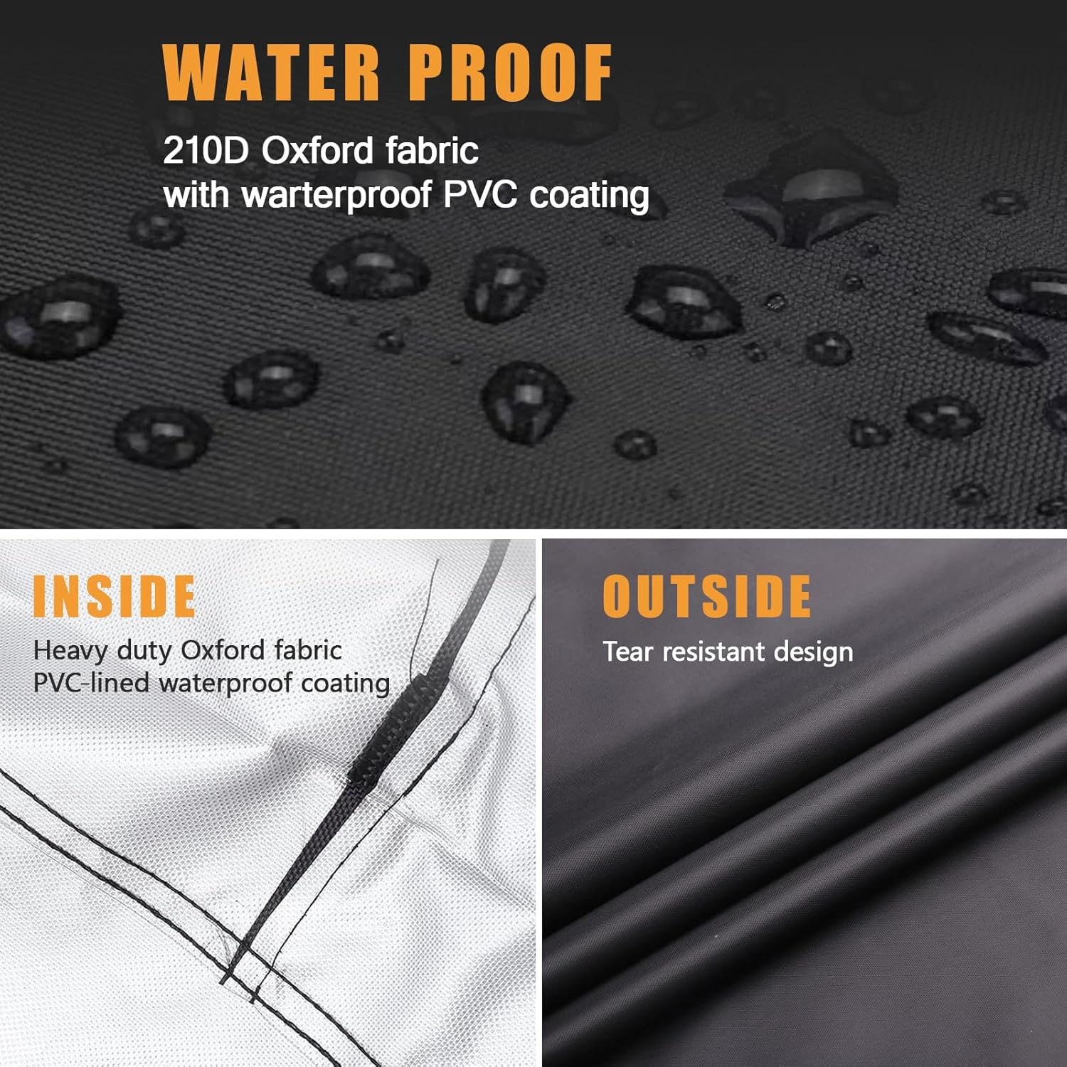 Extended Grill Cover for for Weber Q100 Q1000 Q1200 Q200 Q2000 Q2200 Series Grills with the Q Portable Cart,Longer Grill Cover Replacement for Weber 7113 image number 5