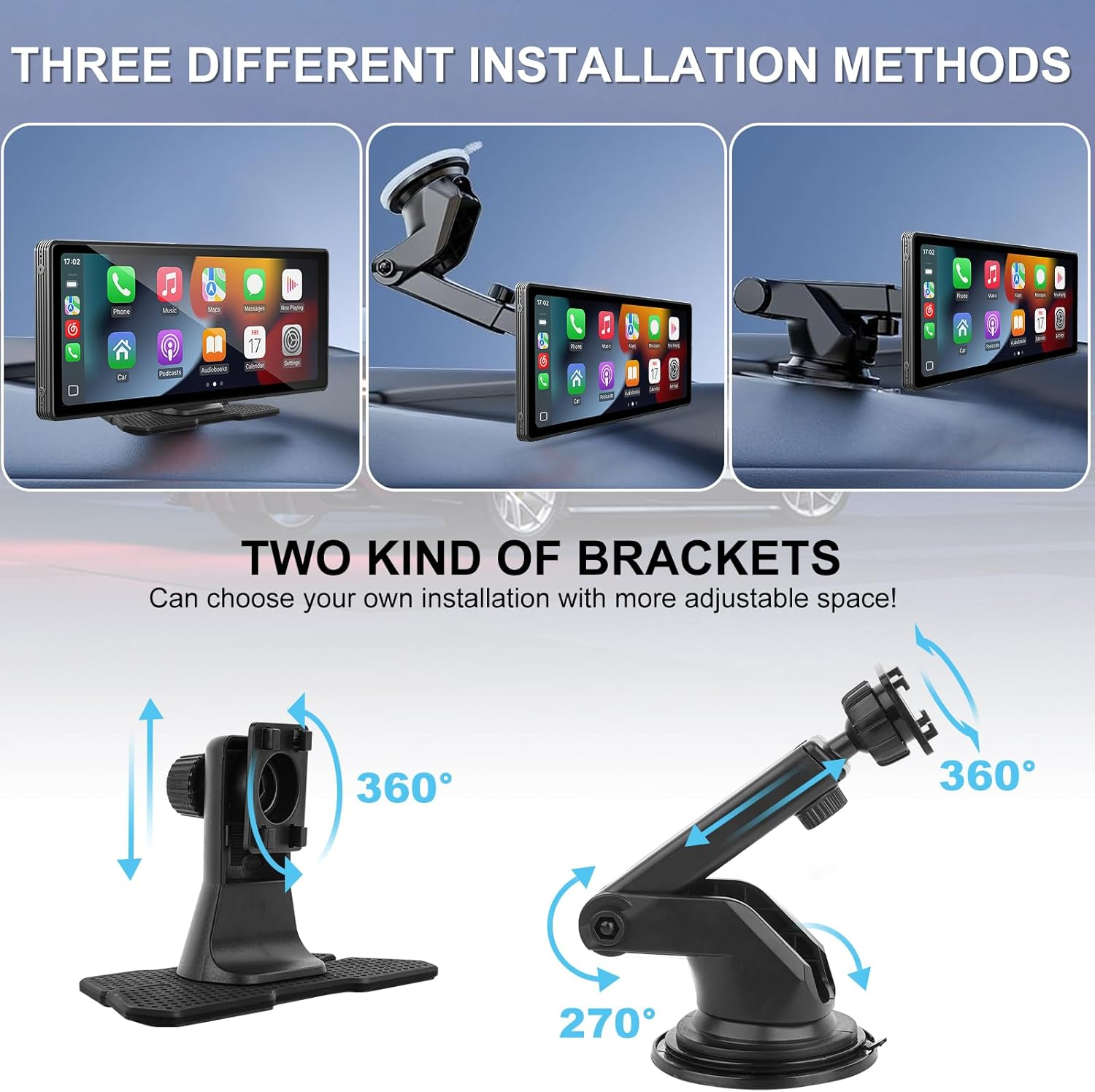 TMA Carplay Screen, 10.26 Inch Wireless Apple Carplay & Android Auto, Portable Car Stereo Touch Screen with 1080P Backup Camera, Mirror Link/Gps Navigation/Bluetooth Audio/Suitable for All Car Models image number 6