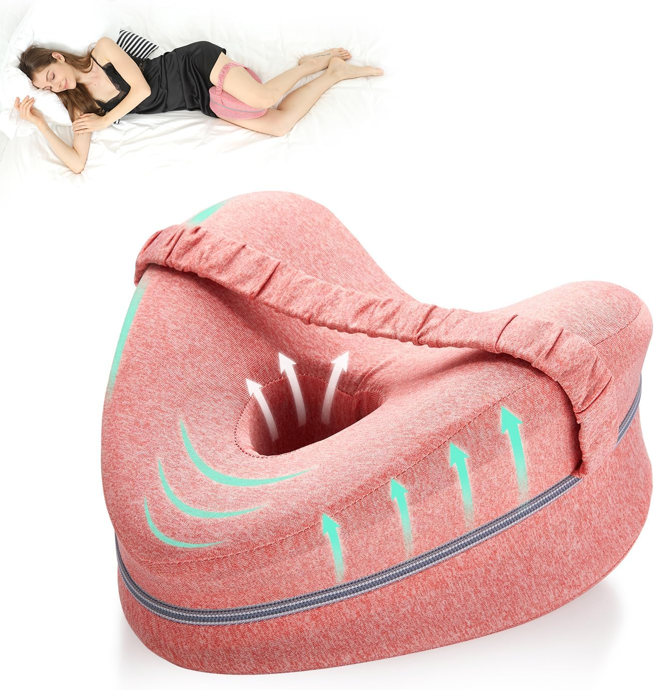 BEAUTRIP Leg Pillow | Ergonomic Side Sleeping Pillows | Memory Foam Knee Pillow with Strap for Side Sleeper | Leg Support Cushion with Removable and Washable Cover