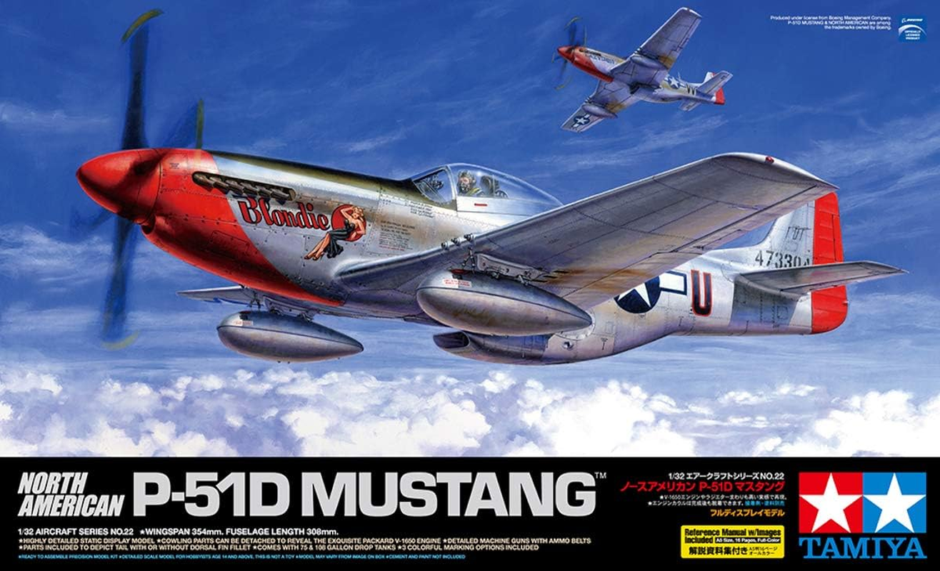 Tamiya 1:32 Scale North American P-51D Mustang Aircraft Model Kit image number 3