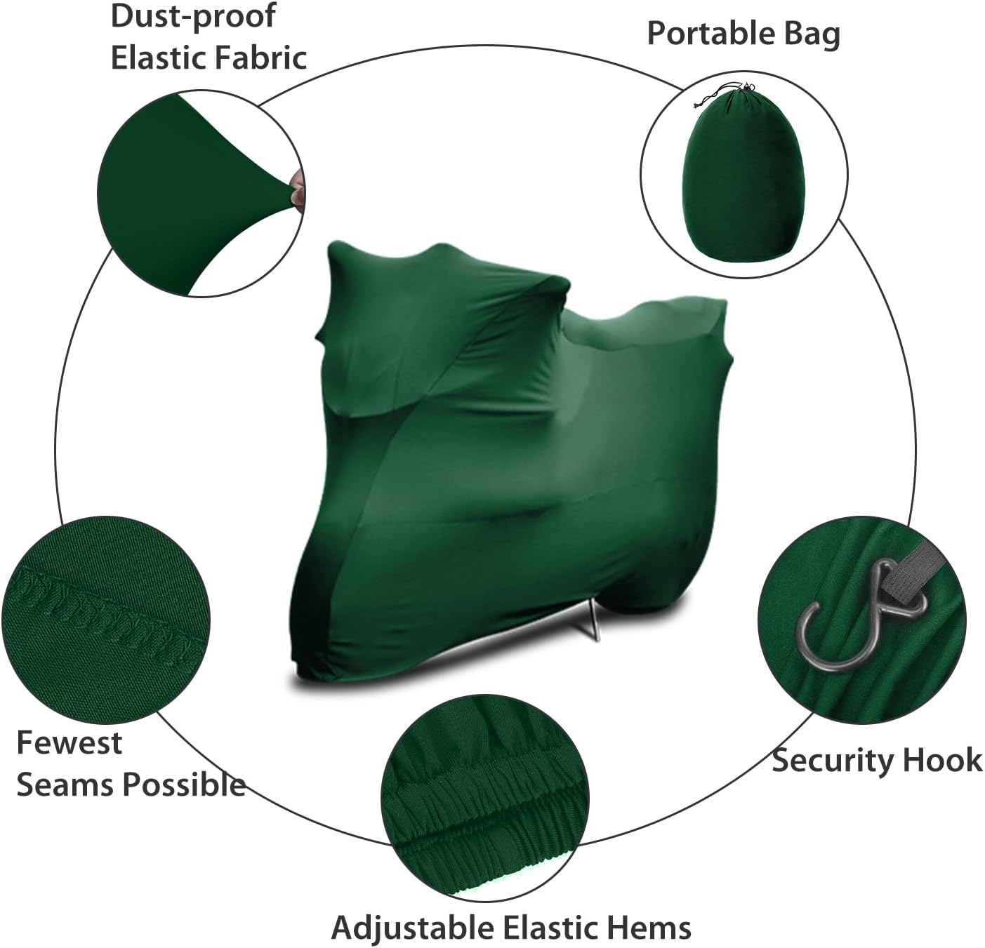 Winpower Indoor Motorcycle Cover, Soft Stretch Breathable Dustproof Scratch Protection Elastic Powersports Vehicle Covers, 96Inches