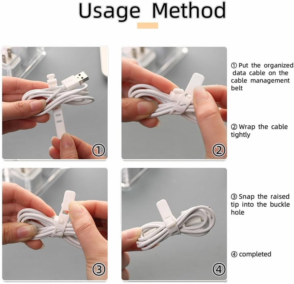JTGYMY Plastic Cable Management Box with 10 Wire Ties, Clear Power Cord Organizer with 8 Compartments, Transparent Data Cable Organizer image number 6