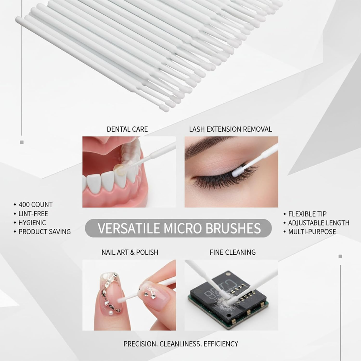 Disposable Eyelash Brushes and Makeup Applicators, 400PCS Multipurpose Micro Brushes for Lashes 400 PCS, Salon & Home Use (White) - Auroly image number 1