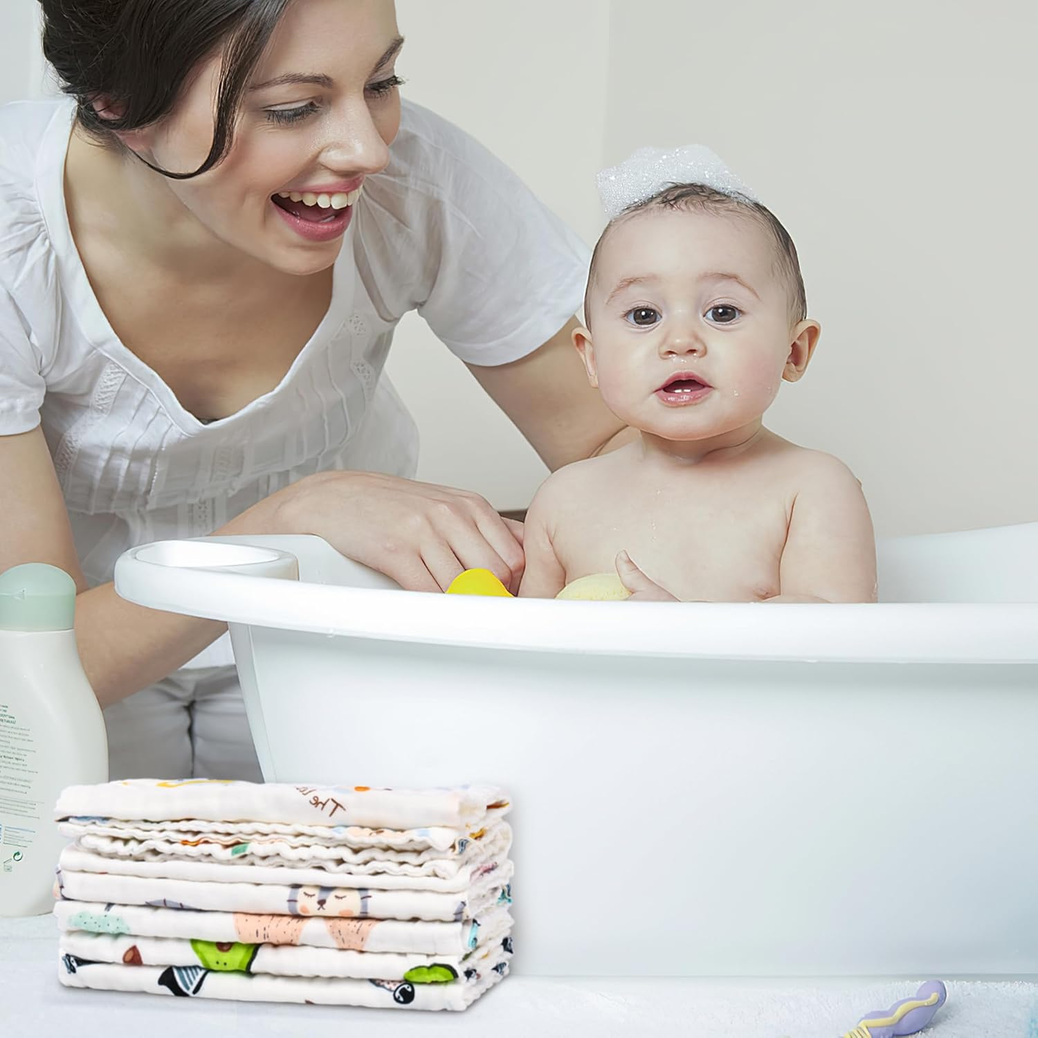 Fook Fish Muslin Burp Cloths Cotton Burping Cloth 20'' X 10'' Pack of 6 for Baby Spit up Cloths for Newborn,Absorbent,Soft,Large,6 Layers,Baby Burp Rags,Unisex,For Boys and Girls image number 5