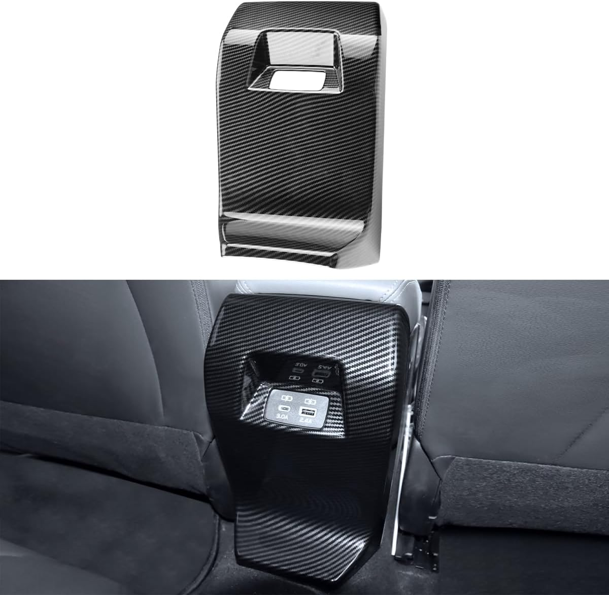 INTGET Rear Seat Armrest Cup Holder Cover for 2024 Subaru Crosstrek/2024 Subaru Impreza Accessories Carbon Fiber Car Back Center Console Water Cup Holder Panel Cover Trim(Rear Cup Holder Cover)