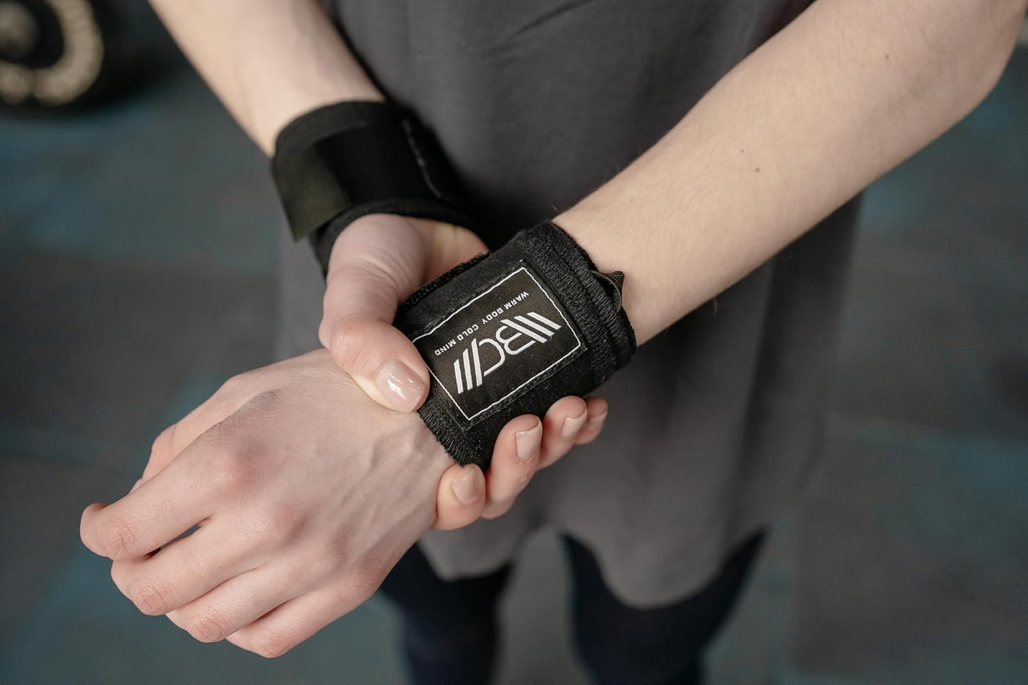 WARM BODY COLD MIND - Premium Cotton Weight Lifting Wrist Wraps for Cross Training, Powerlifting, Deadlift, Weightlifting, Gym, Wrist Straps, Workout, Fitness, Heavy-Duty Suppor (Black) image number 6