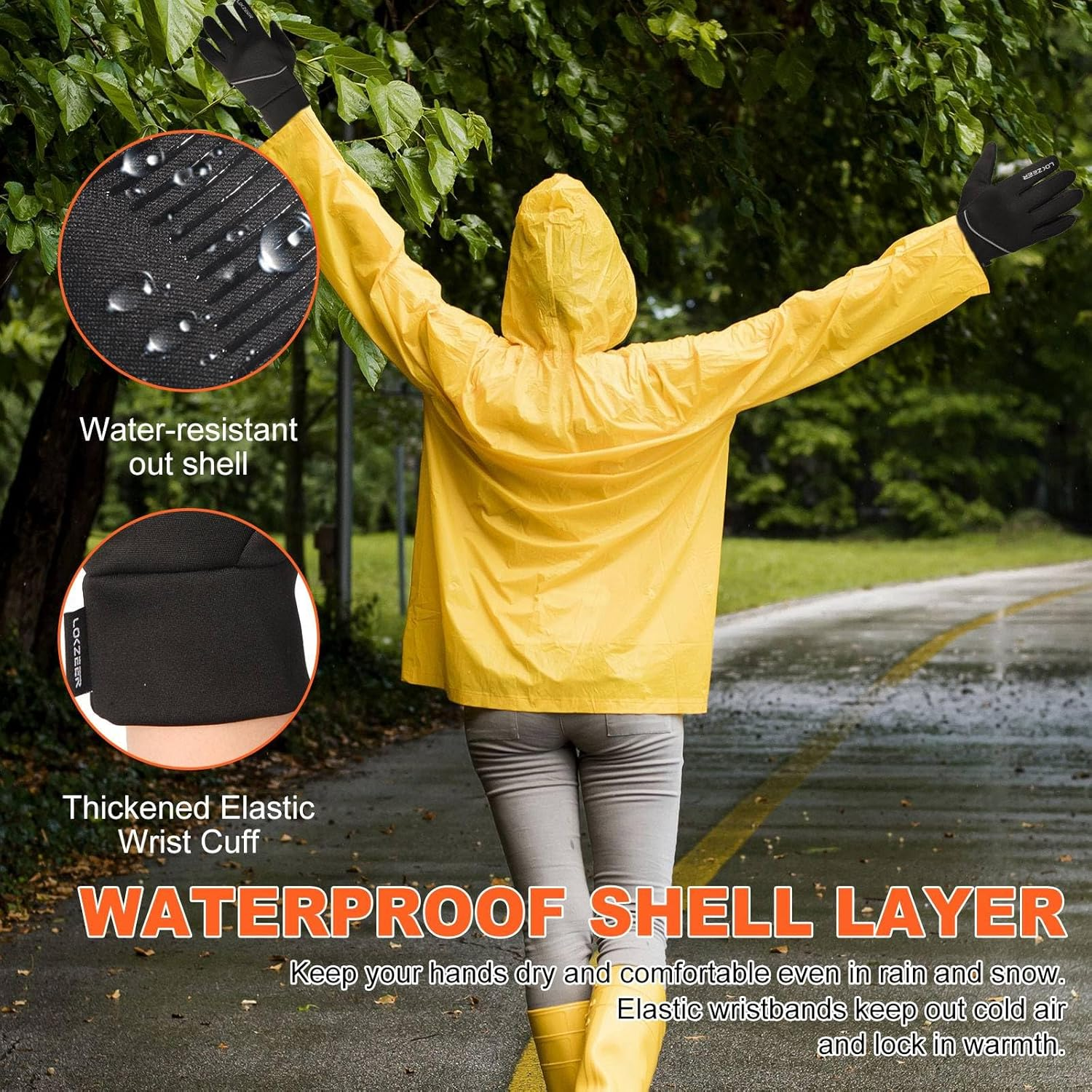 Winter Cycling Gloves for Men Women: Wind Waterproof Thermal Gloves with Touchscreen & Anti-Slip Palm, Lightweight Warm Gloves for Biking, Running, Hiking & Winter Sports - Black