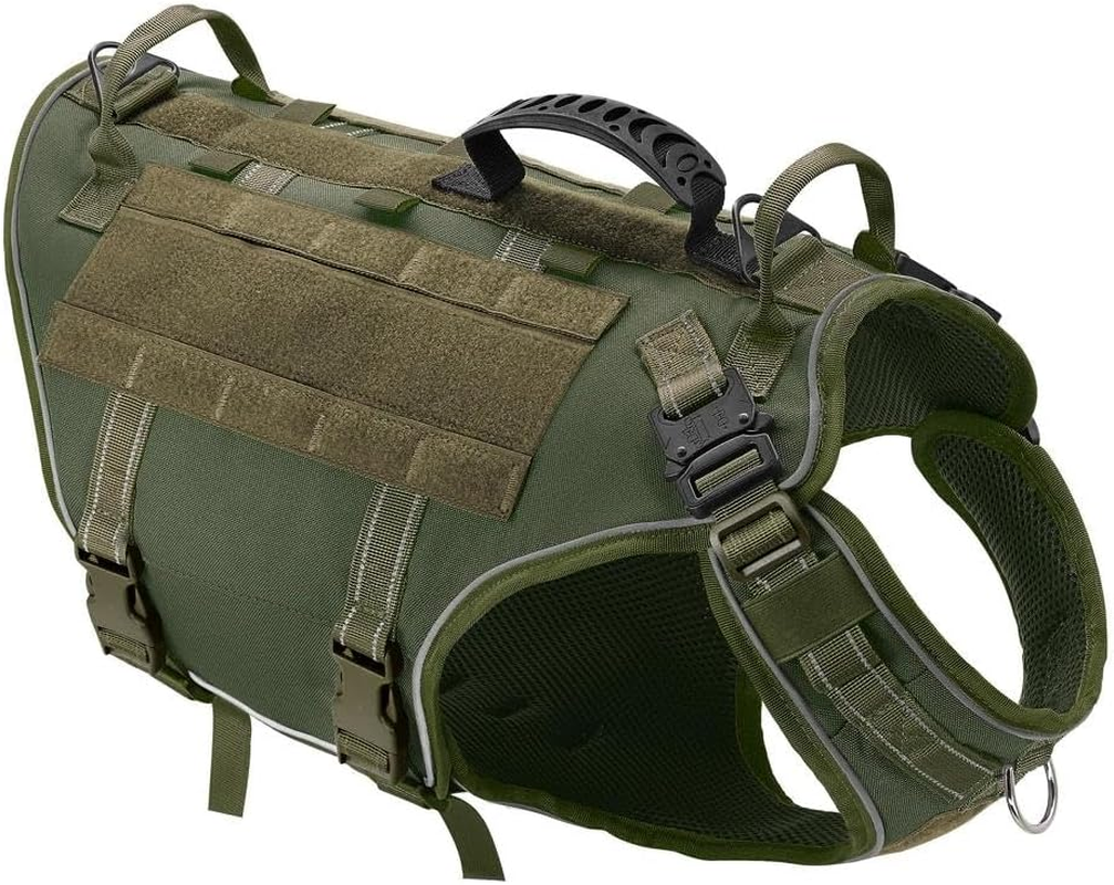 No Pull Large Dog Harness Durable Nylon Adjustable Dog Harness Military Tactical Dog Harness Pet Work Harness Vest Easy Control Medium Large Dog Harness,Green,L image number 2