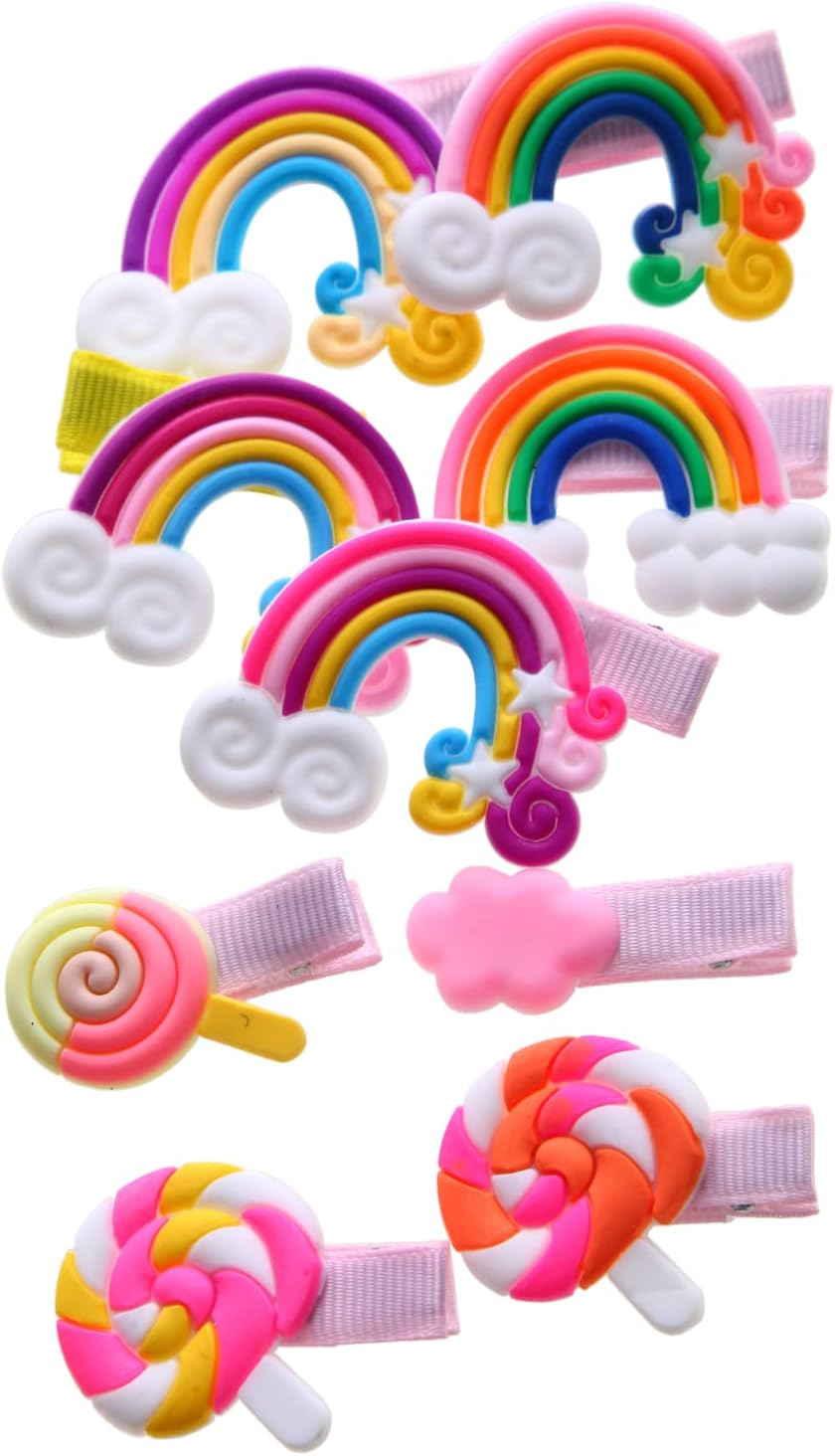 56PCS Toddler Hair Accessories Set: Colorful Rainbow Barrettes, Pins, Candy Fruits, Butterflies for Kids' Stylish Hairstyles image number 5