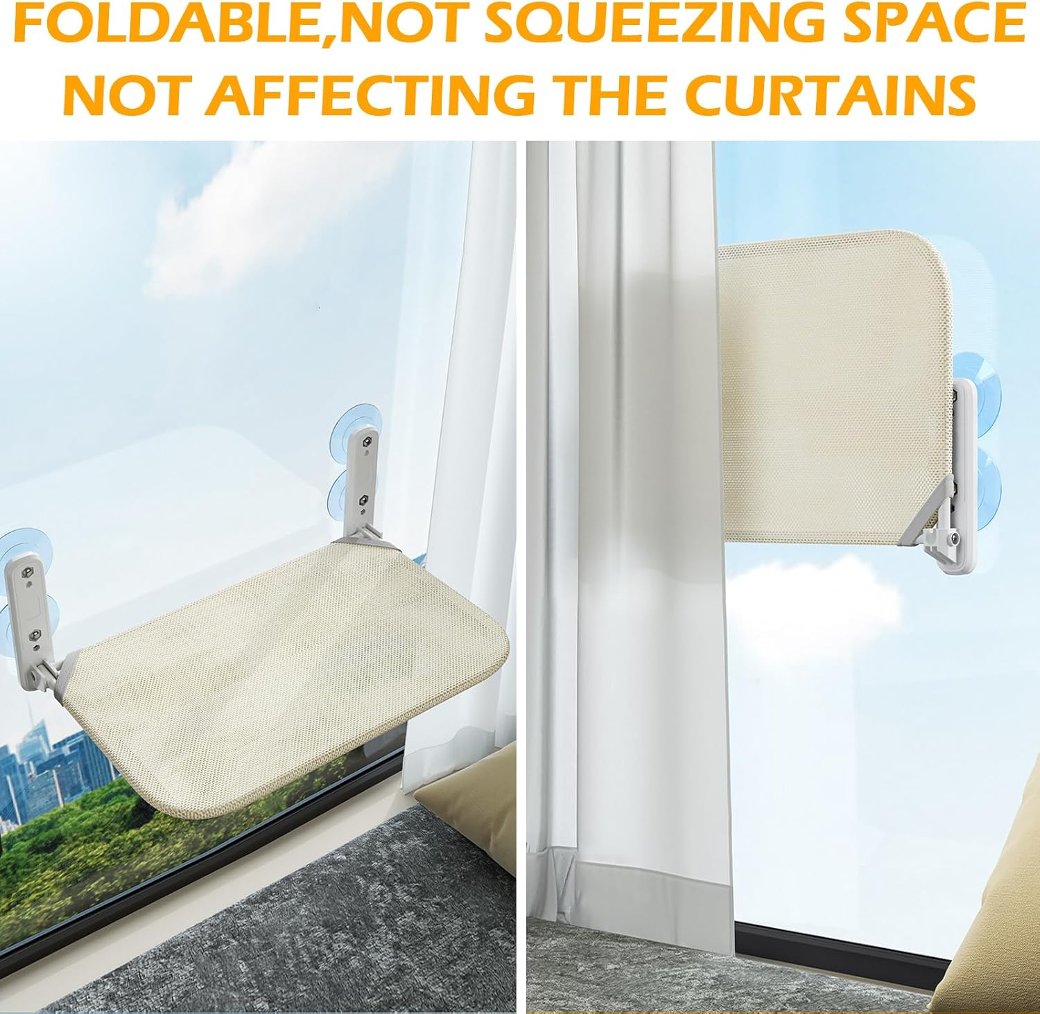 Undres Cat Window Lounger, Cat Hammock, Cat Lounger Window, Cat Bed, with Strong Suction Cup, Foldable, 45 X 30 Cm, Breathable Material, Holds up to 20 Kg, Suitable for Most Cats image number 4