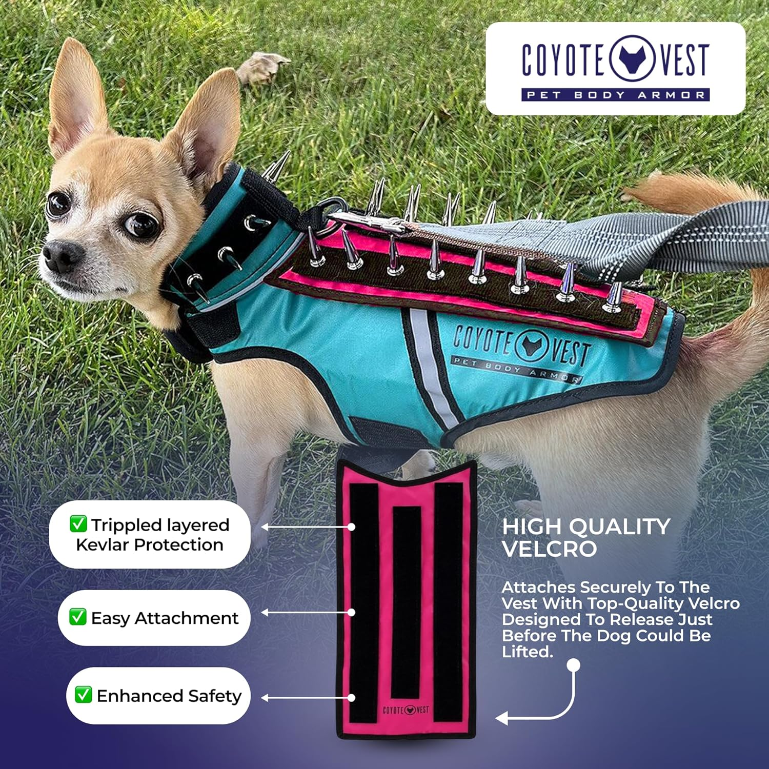 Hawkshield Pad for Coyotevest or Spikevest, Dog Harness Vest, Protective Dog Vest Harness Add-On to Shield Your Pet from Birds of Prey, Raptor, Hawk, Coyote & Animal Attacks- (Medium, Pink) image number 1