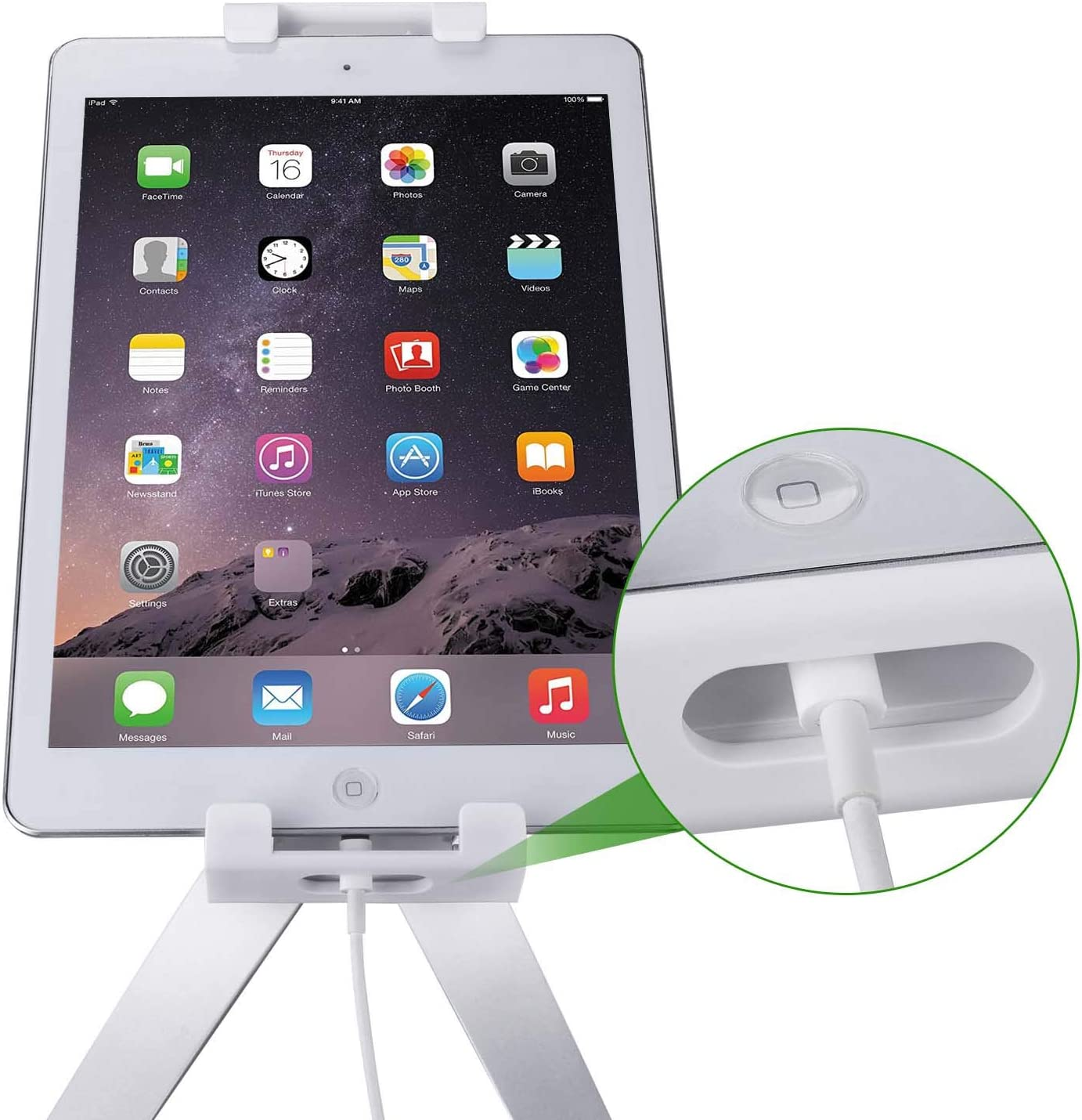 Cenawin Adjustable Tablet Stand - Universal Tablet Holder, Kitchen Tablet Wall Mount, Desktop Stand Dock with Aluminum Arm Compatible for 5-12.9 Inch Ipad, Ipad Pro/Air/Mini, Iphone 12/Max Pro, Switch image number 3