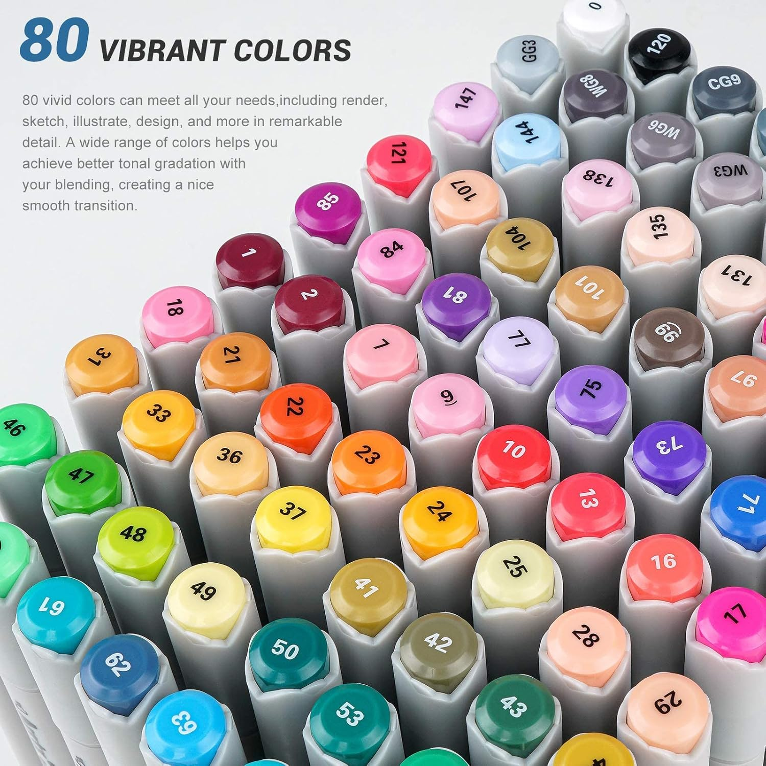 Arrtx Alcohol Markers OROS 80 Colors,Dual Tip Marker Pens, Art Markers Permanent Markers for Drawing Coloring Illustration Sketching Design Comic image number 6