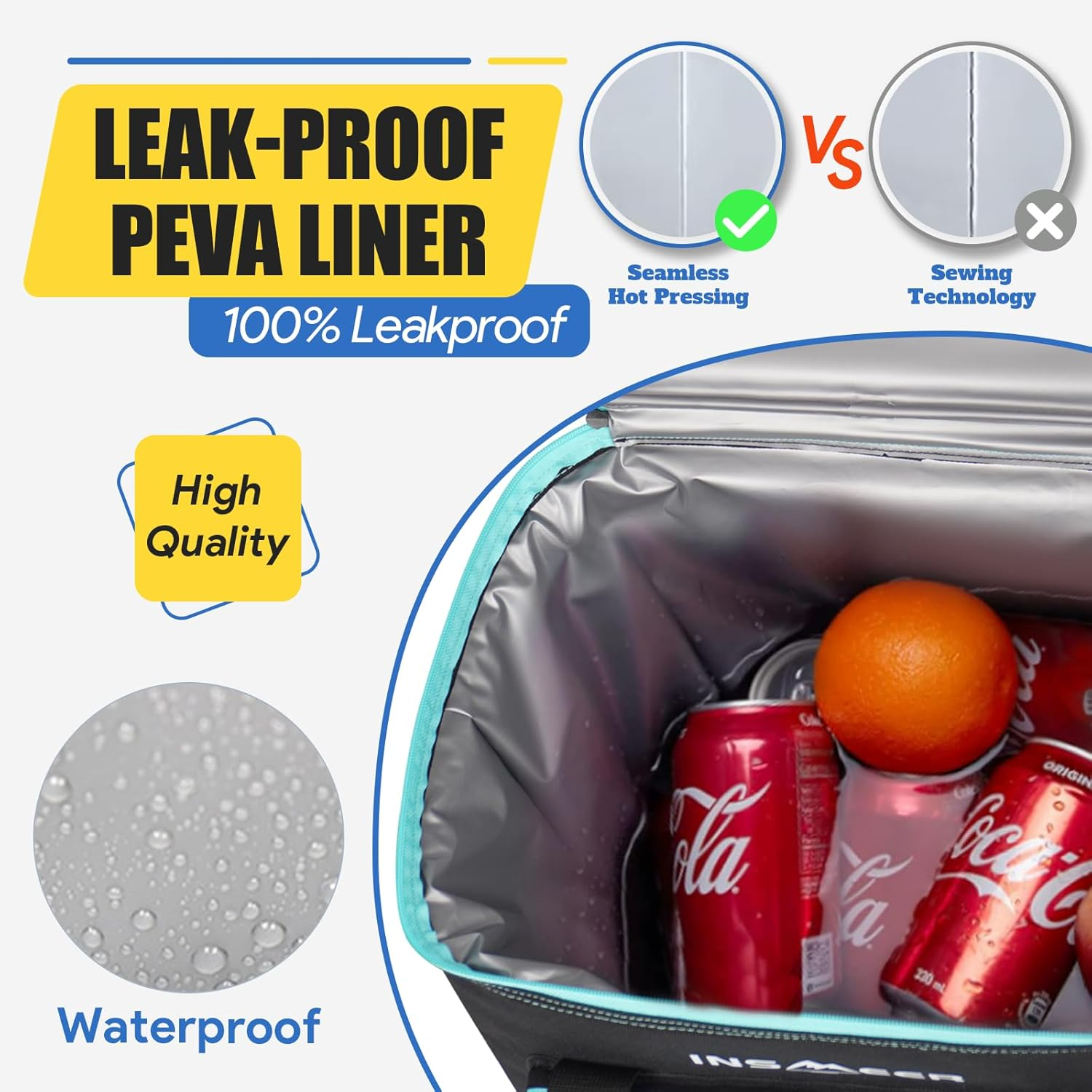 INSMEER Cooler Bag 60Cans,40L Large Cooler Bags Insulated,Soft Cooler Bag Leakproof/Collapsible/Portable Cooler Backpack,With Bottle Opener&Removable Shoulder Strap,Suitable for Beach Camping Picnics image number 1