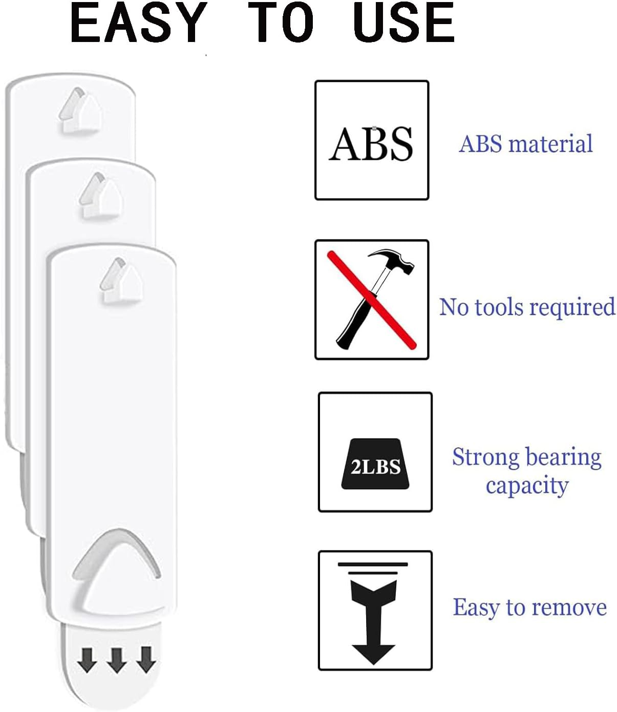10Pcs Sawtooth Picture Hangers, Damage Free Hanging Frame Hangers, Wire Back Picture Frame Hanger, 12 Removable Adhesive Strips, No Nails Picture Wall Hooks for Home Bathroom Kitchen Closet image number 4