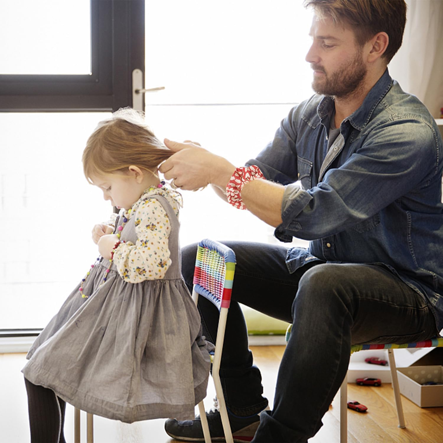 SYEYCW 15 Pieces Hair Ties for Women Soft Thick Elastic Satin Leopard Print Solid Color Ponytail Holder Hair Ties Hair Accessories for Girls and Women image number 3