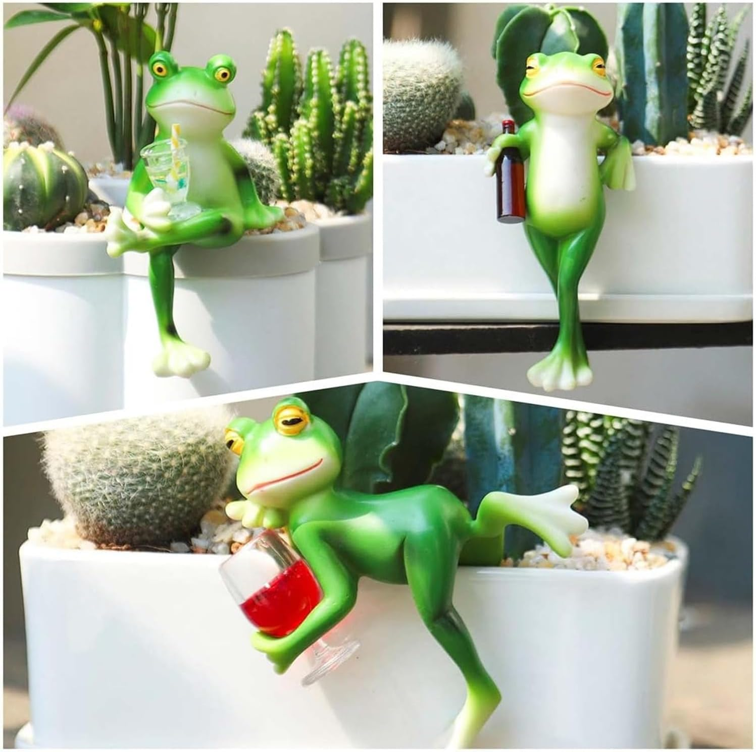 Liahelianx 3 PCS Miniature Frog Figurines for Pots, Funny Garden Decor Outdoor, Frog Statue Planter Hugger, Gifts for Women, Yard Lawn Ornament image number 3
