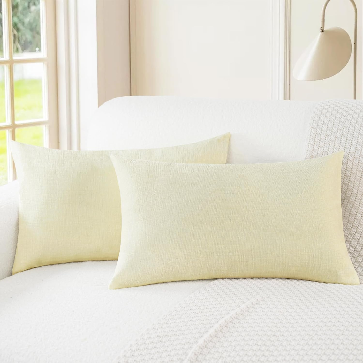 Pack of 2 Calitime Cozy Throw Pillow Covers Cases for Couch Sofa Home Decoration Solid Dyed Soft Chenille 18 X 18 Inches Burgundy