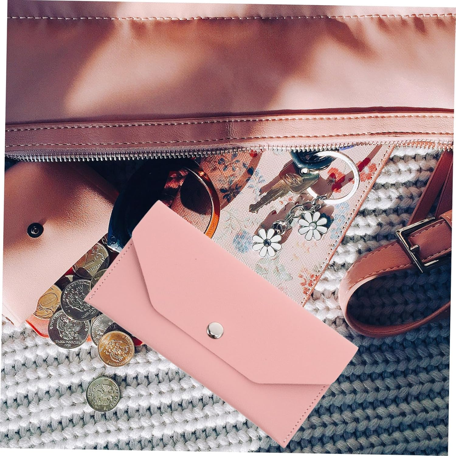 JEWEDECO Men Passport Holder Envelope Card Case Travel Organizer Passport Storage Pouch Document Organizer image number 1