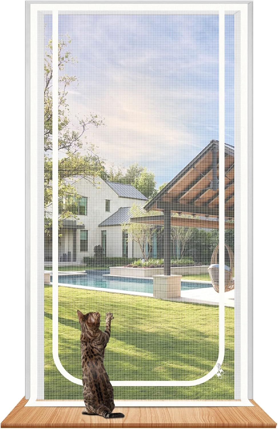 Earrck Cat Screen Door, Reinforced Mesh Screen Door for Introducing New Cats, Keep Pets Indoor & Allow Fresh Air Flow, Scratch Proof, Double-Sided Zipper (Fits Door Size : 120Cm X 240Cm) image number 5