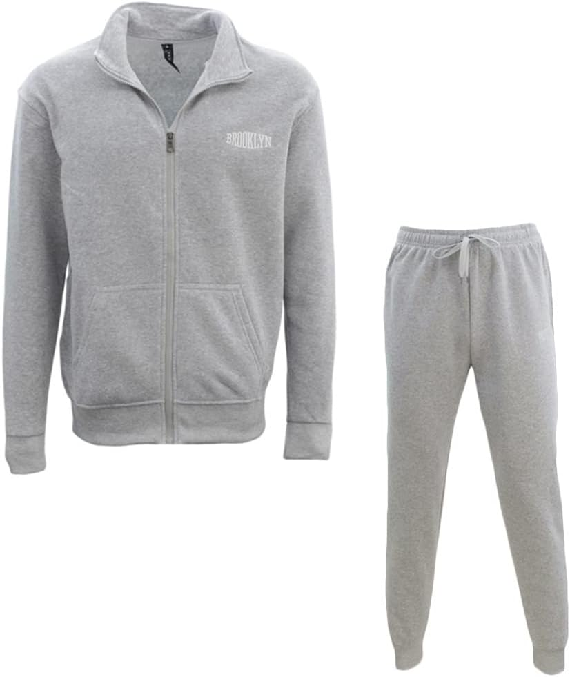 FIL Men'S Fleece Zip up Sweater Track Pants Set Tracksuit Sweatsuit - Brooklyn