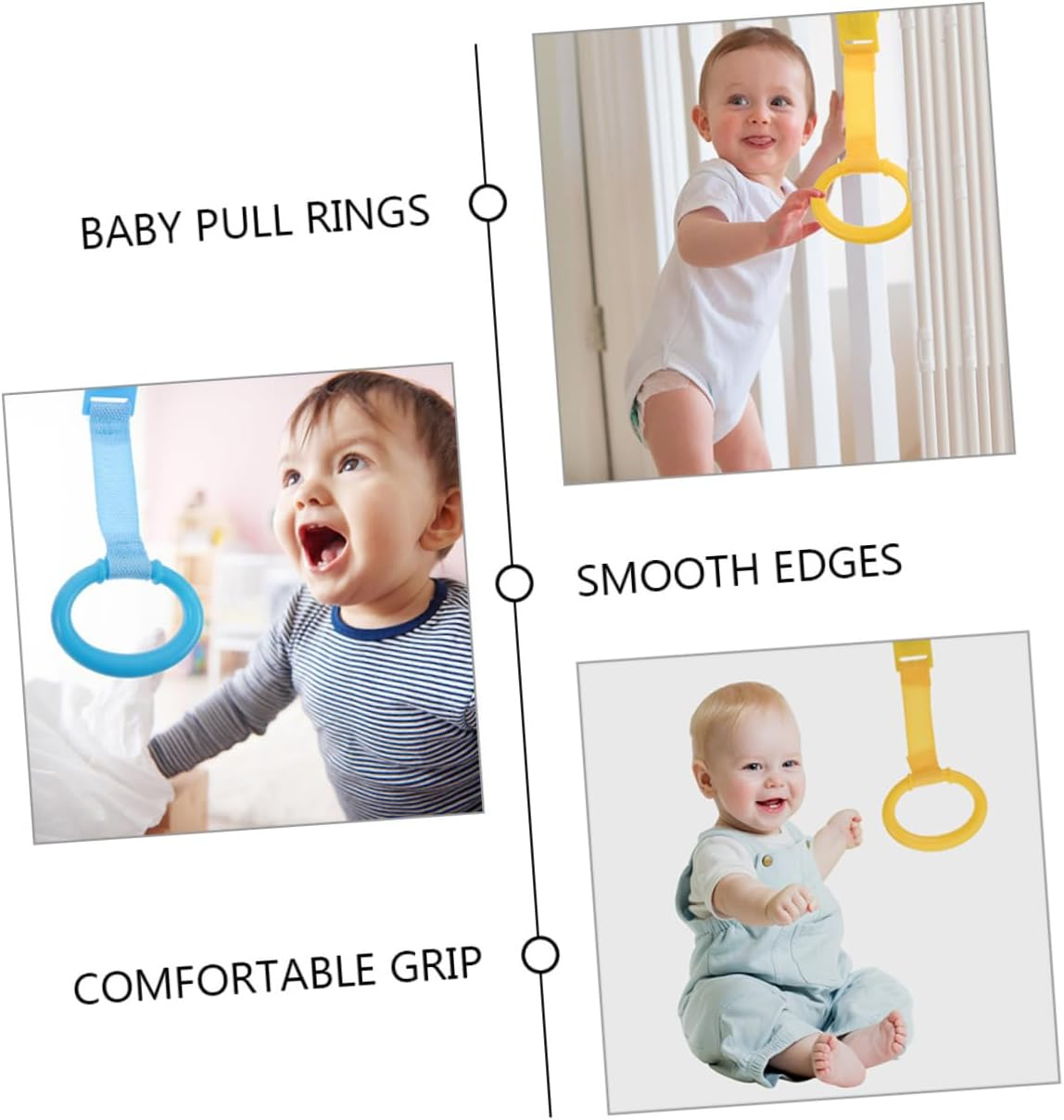 RORPOIR Baby Bed Stand up Rings 4Pcs Infant Walking Exercise Rings Pull Rings for Sturdy Lightweight Yellow image number 3