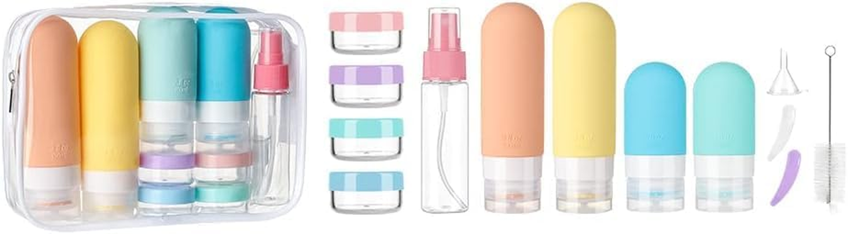 Fabulle 16 Pack Travel Bottles Set - Silicone Squeezable Containers for Toiletries, Conditioner, Shampoo, Lotion & Body Wash Accessories, 3Oz and 2Oz Travel Size Essentials (16 Pcs) image number 6