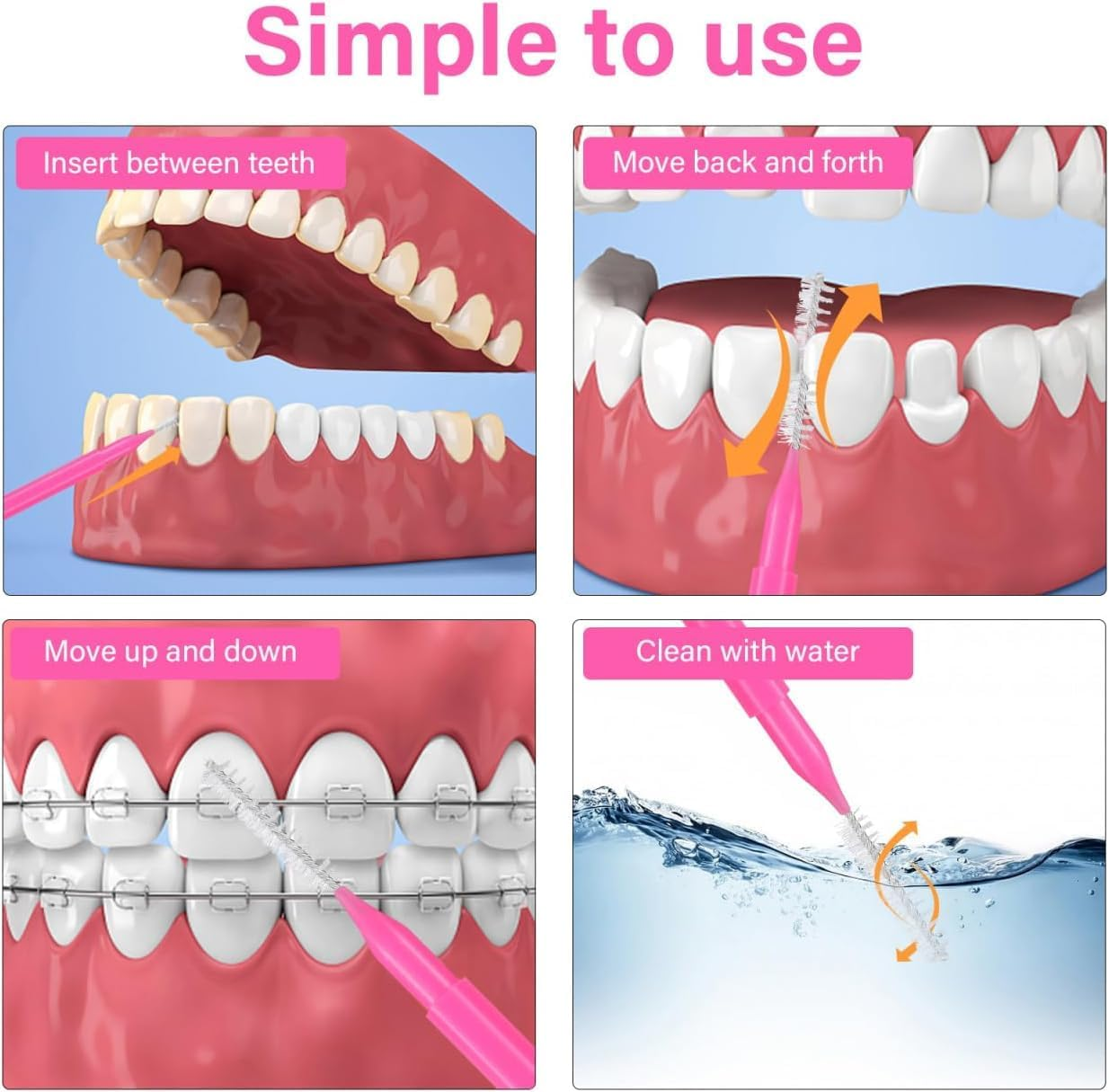 125 Pcs Interdental Brush for Braces &ndash; Dental Tooth Flossing Heads, Soft & Disposable Oral Hygiene Flossers &ndash; Teeth Cleaners, Floss Picks, Orthodontic Tools image number 1