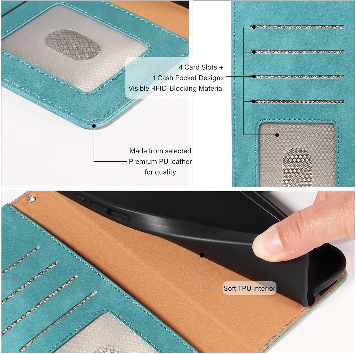 GOTOURED for Iphone 14 Pro Max Case Wallet,Phone Case 4 Card Slots, [RFID Blocking] [Wrist Strap] [Kickstand] Magnetic Shockproof Protective Leather Flip Cases Cover for Iphone 14 Pro Max (Green) image number 5