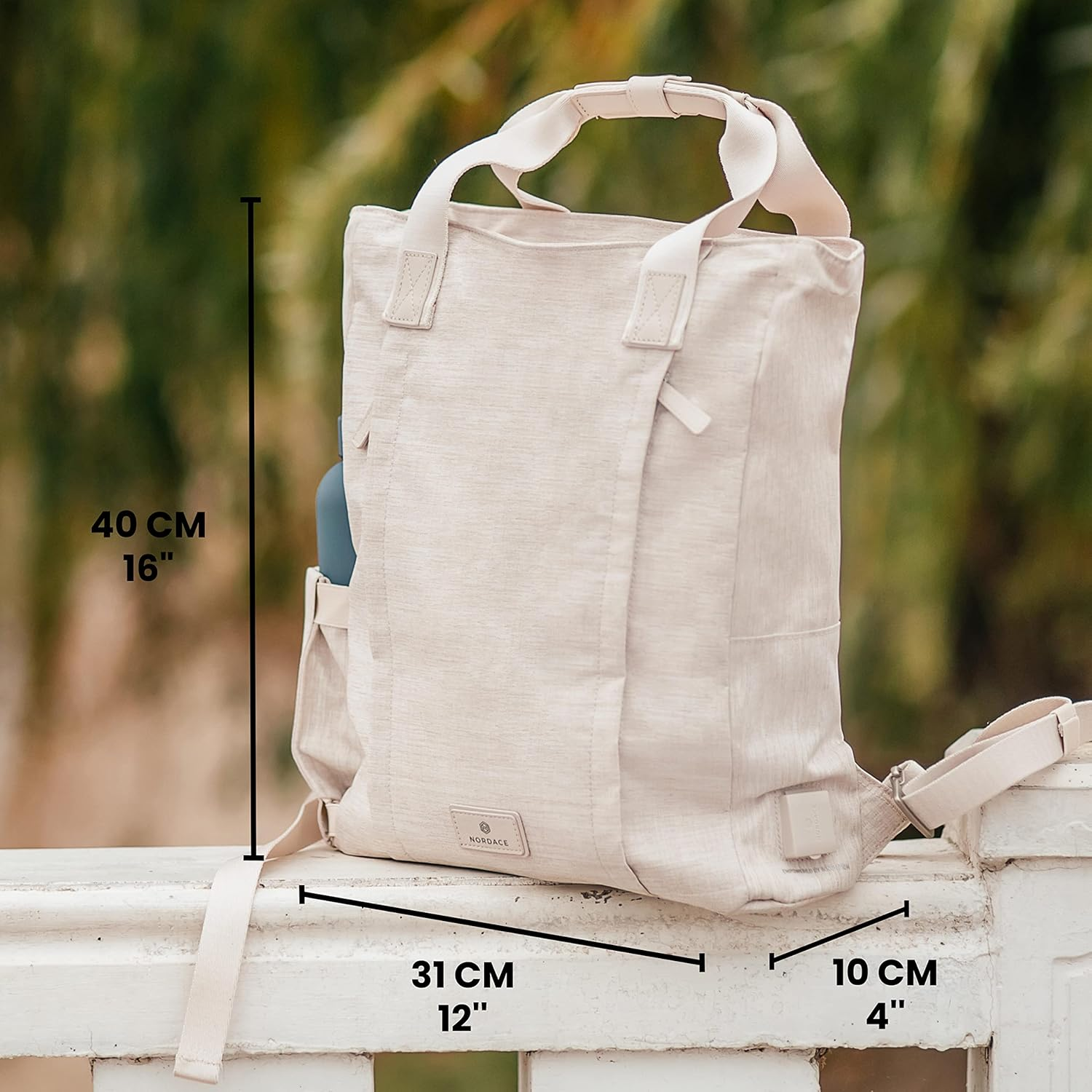 Nordace Siena II Totepack Travel Backpack for Men & Women with USB Charging Port, Water Resistant - Bookbag for Everyday - Beige image number 1