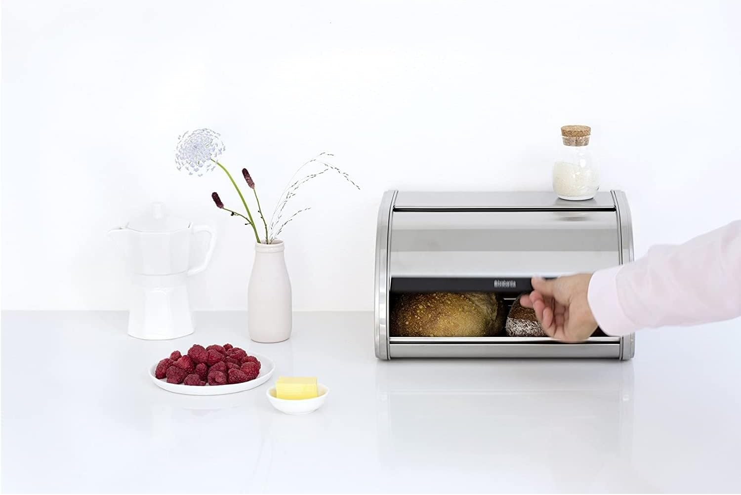 Brabantia 348907 Roll Top Bread Bin, Medium, Matt Steel