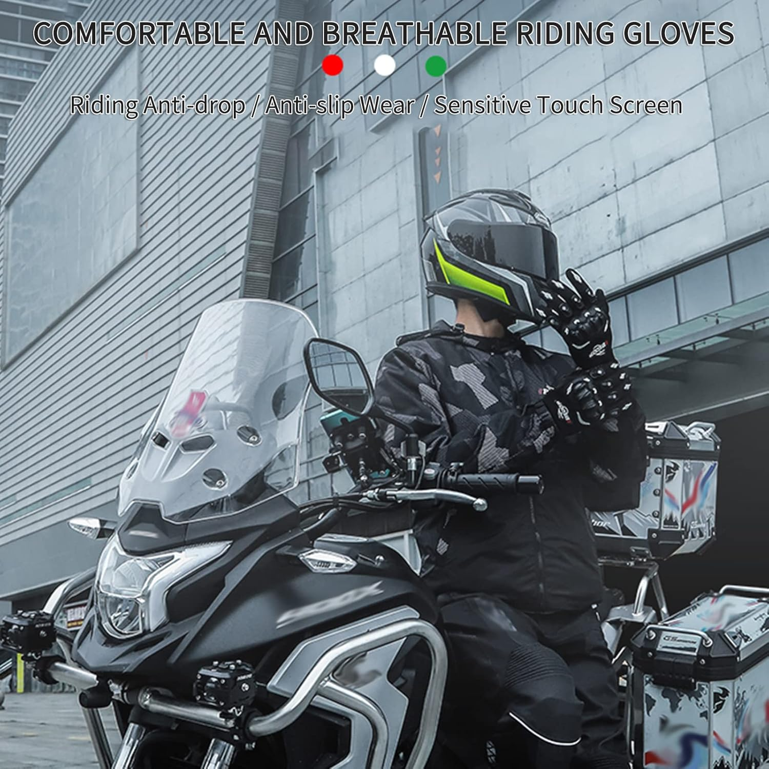 Motorcycle Riding Gloves Rider Anti-Slip Anti-Drop Four-Season Universal Outdoor Breathable Touch Screen Gloves image number 6
