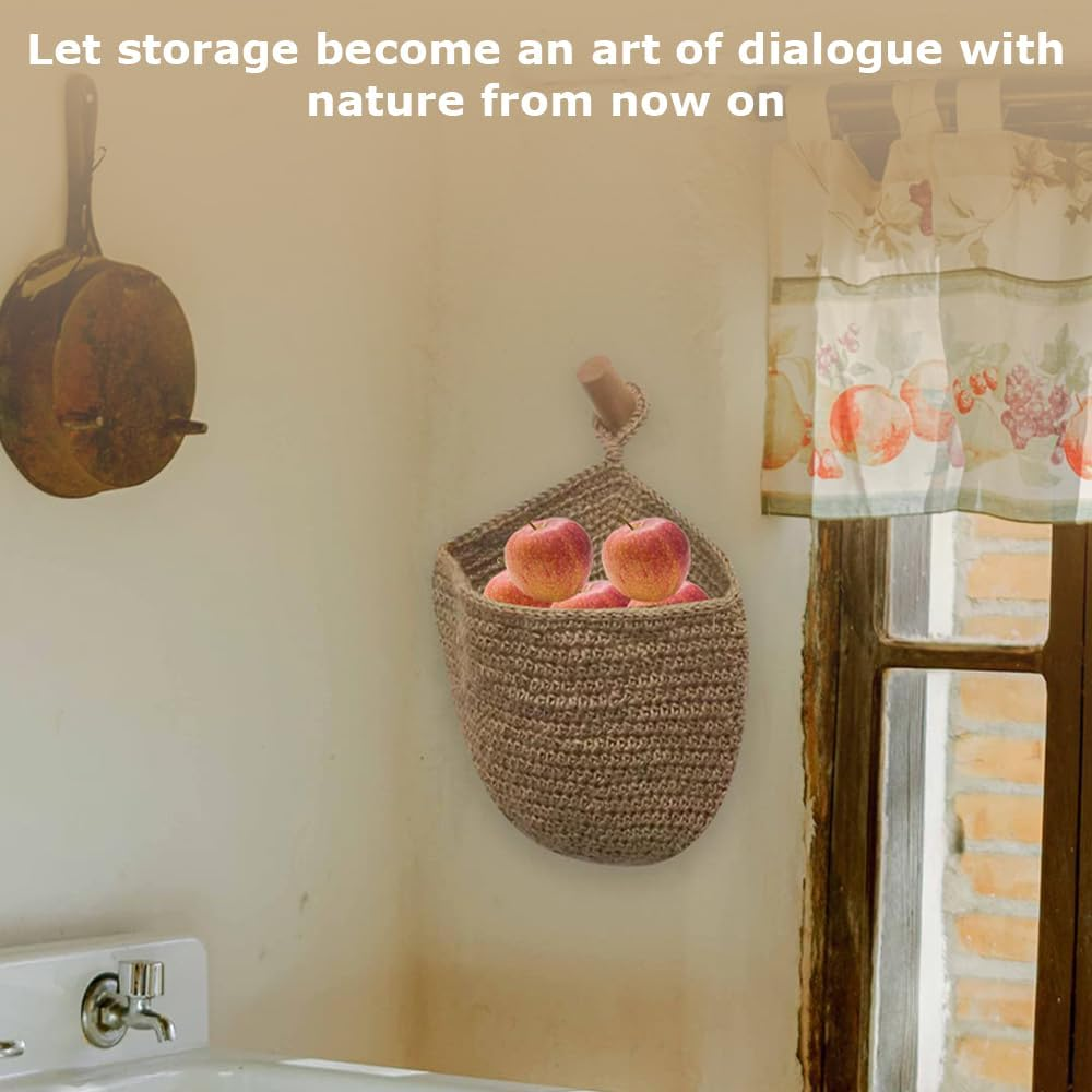 3-Piece Woven Wall Hanging Basket, Cotton Rope Storage Baskets, Rustic Wall Mounted Decorative Organizer, for Entryway, Bathroom, Bedroom (Mini Small Medium, Natural Jute Color) image number 2